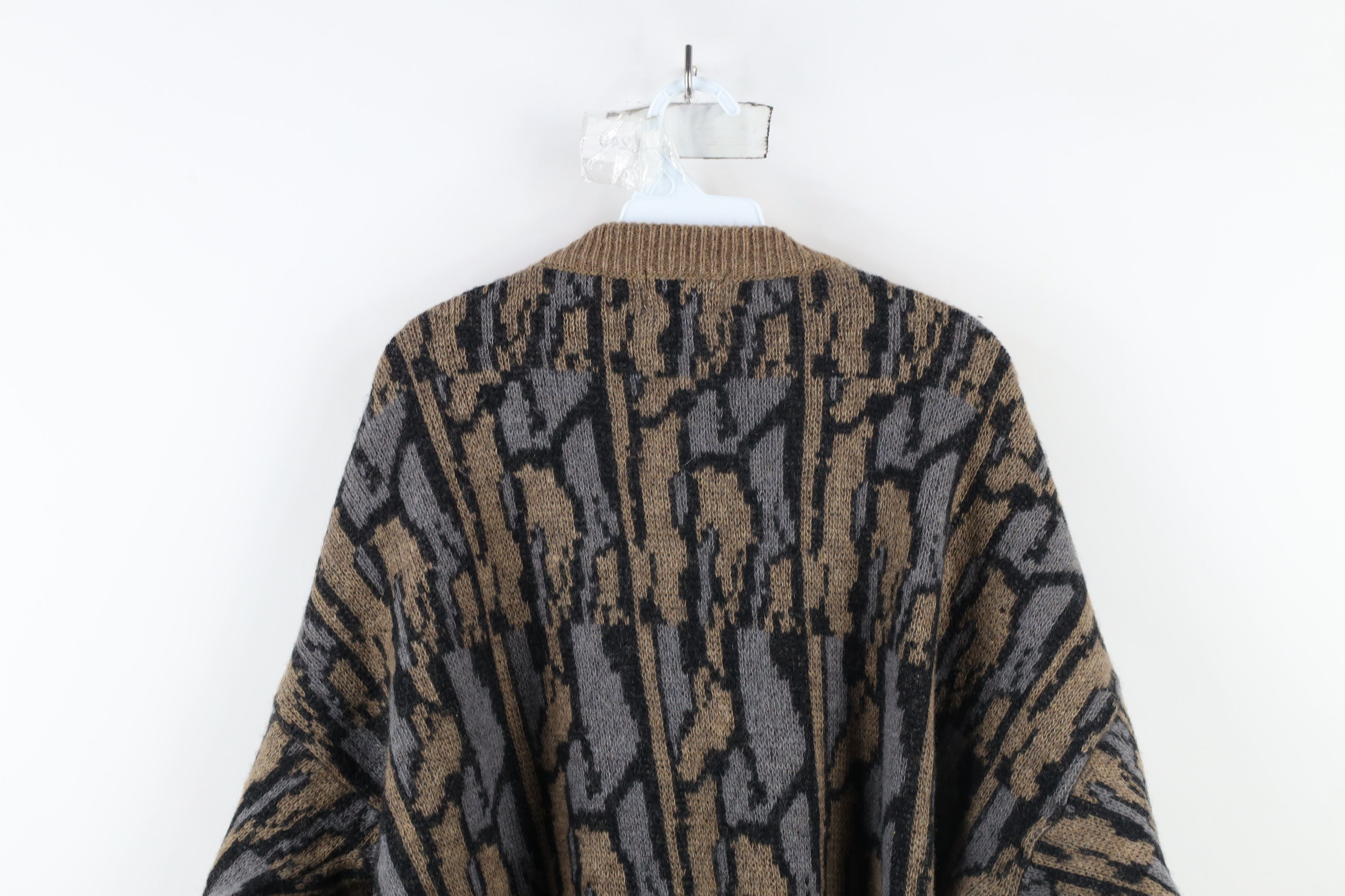 Vintage 80s 90s Streetwear Knit Camouflage Henley Sweater