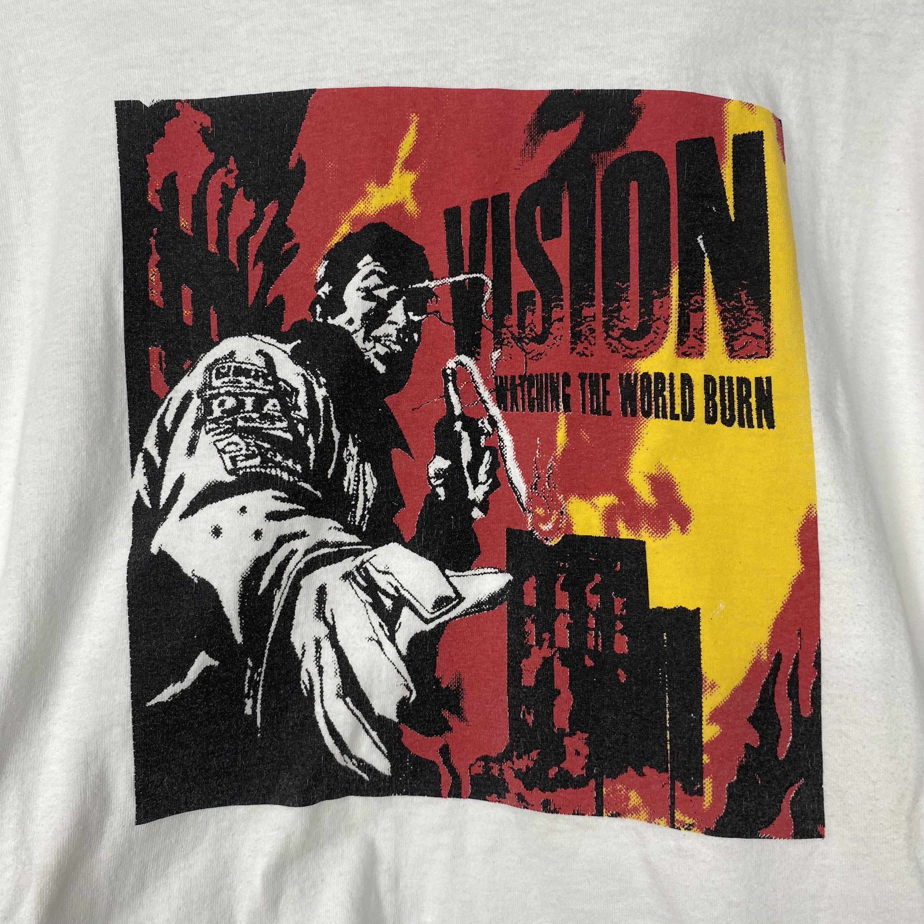 Band Tees VISION Watching The World Burn RARE Vintage 2000 Shirt Size US XL / EU 56 / 4 - 7 Thumbnail