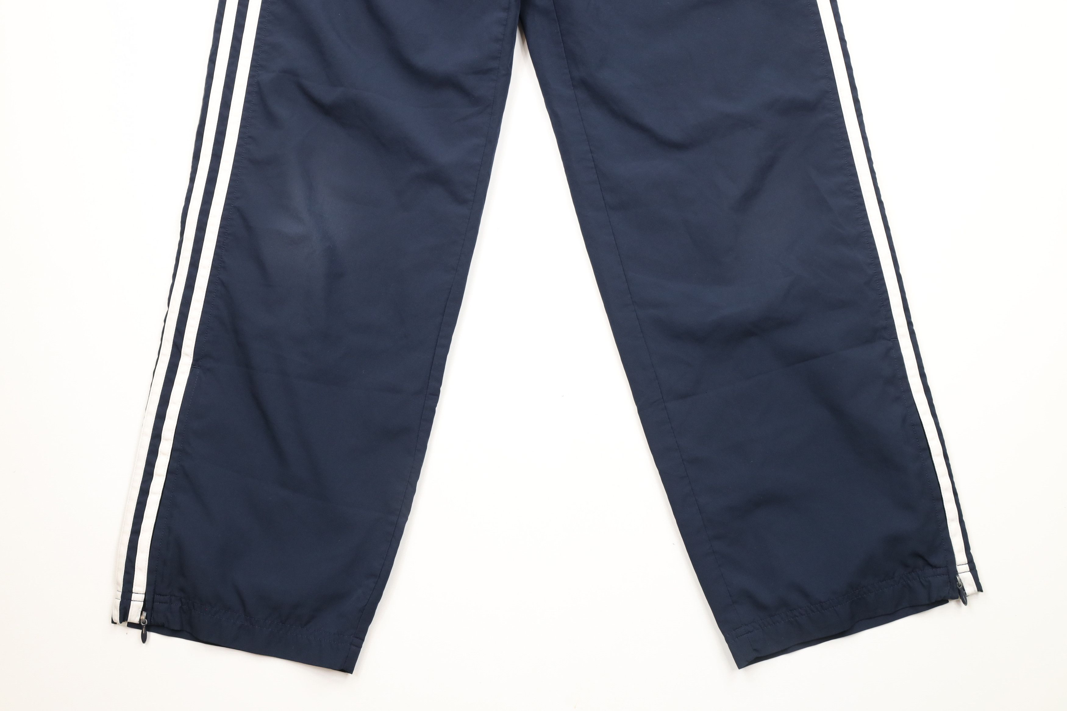 Adidas × Vintage Vintage Adidas Striped Wide Leg Pants Navy Blue Polyester Size 28" / US 6 / IT 42 - 4 Thumbnail