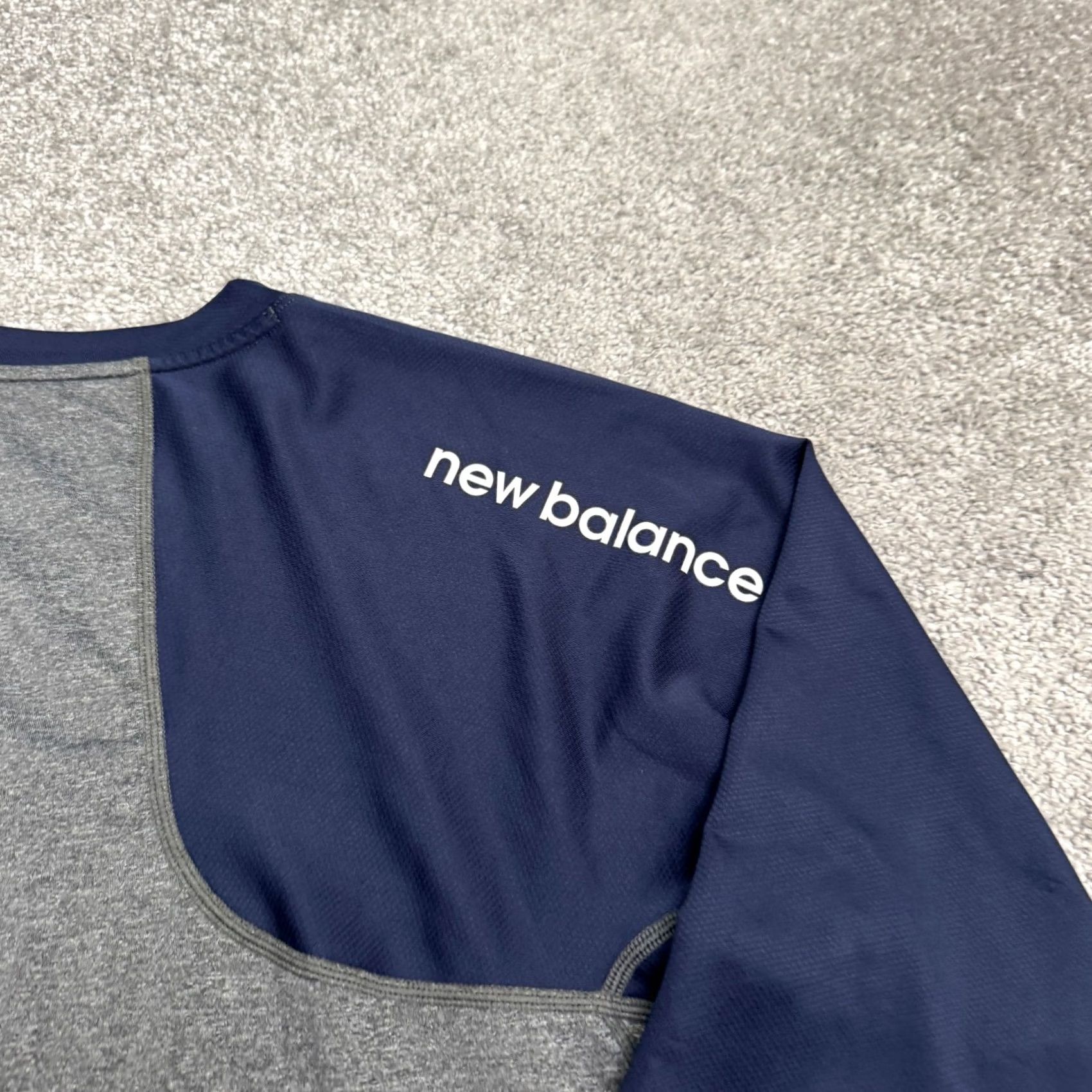 New Balance New Balance NB Dry Colorblock Raglan Long Sleeve T-Shirt Medium Gray Navy Tee Men Size US M / EU 48-50 / 2 - 3 Thumbnail