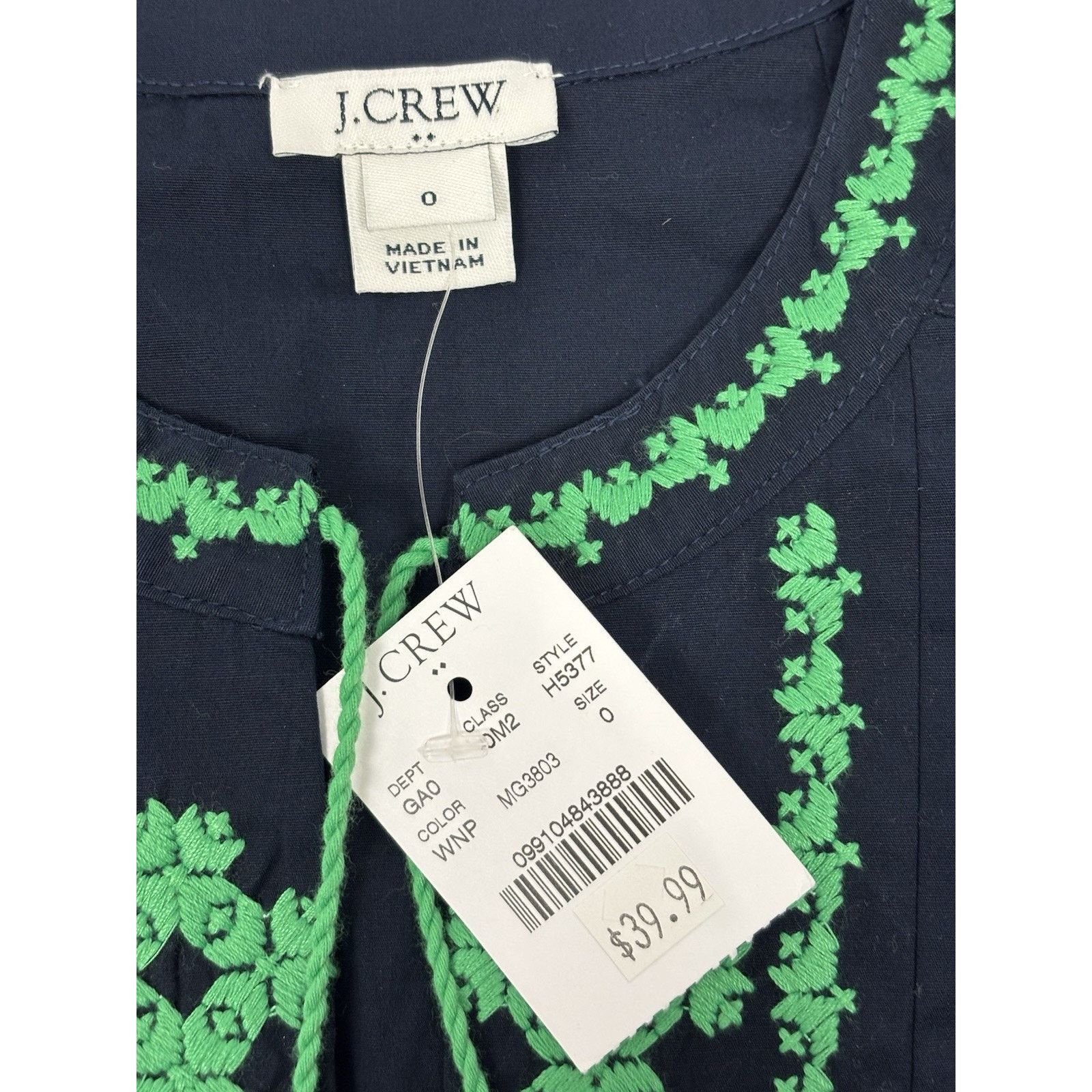 J.Crew J Crew Factory Blue Green Embroidered Tank Top Size 0 NWT Size XS / US 0-2 / IT 36-38 - 3 Thumbnail