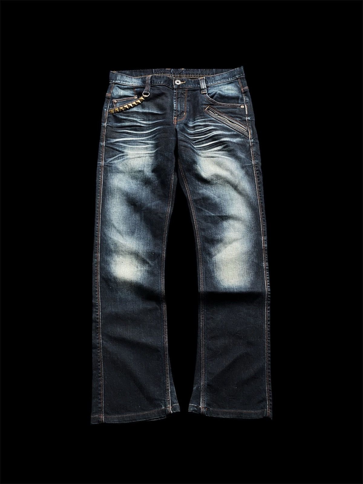 Japanese Brand STUDDED NICOLE CLUB FOR MEN INDIGO WHISKER BOOTCUT Size US 32 / EU 48 - 10 Thumbnail