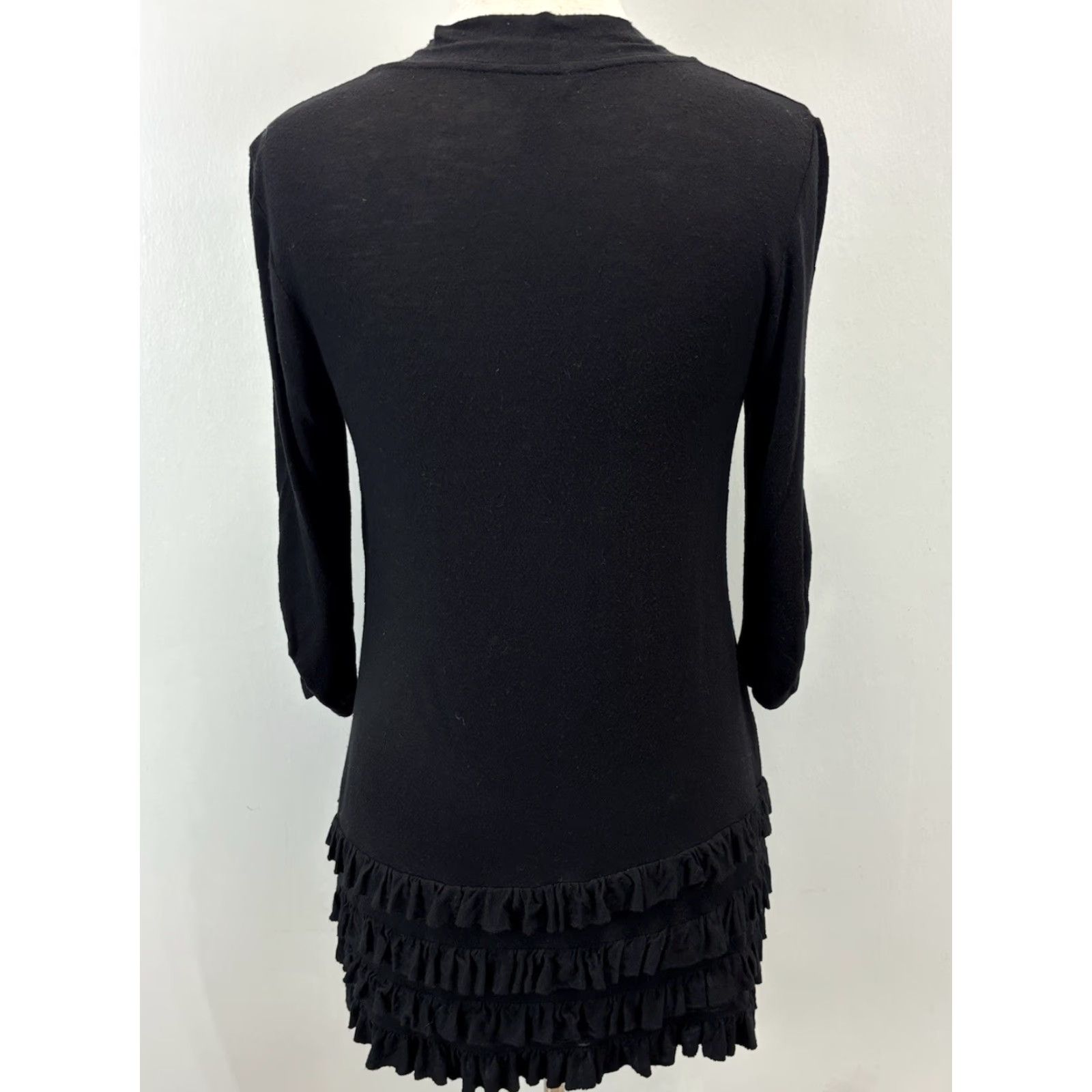 Vintage Soma Intimates Cardigan Shirt Top Sz Small Women’s Black Tiered Ruffles Open Size S / US 4 / IT 40 - 3 Thumbnail