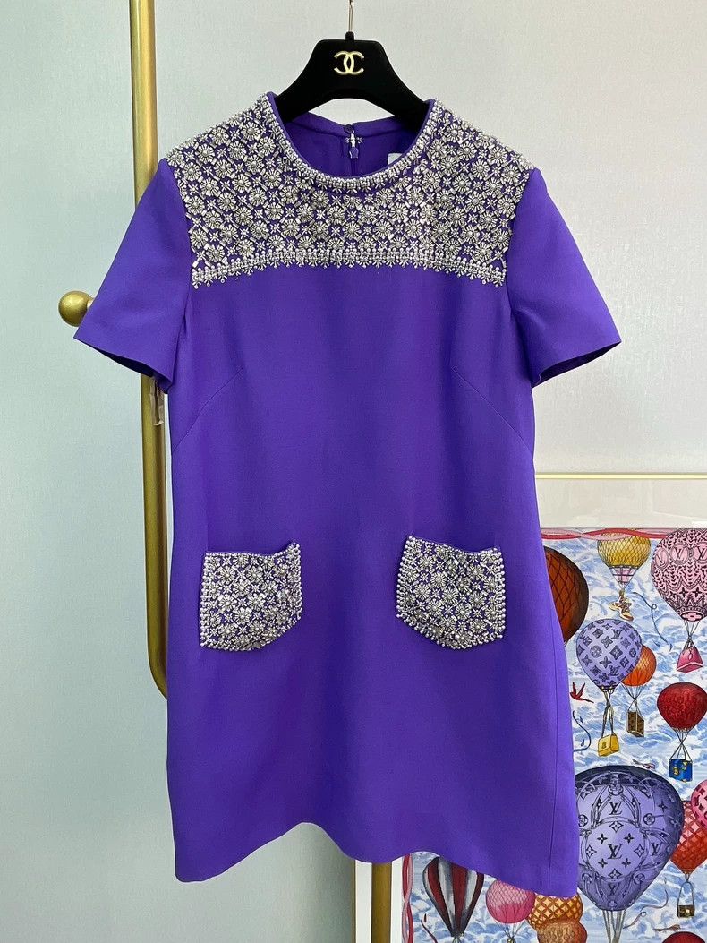 Valentino Valentino Purple heavy work beaded dress Size XXL / US 16-18 / IT 52-54 - 1 Thumbnail