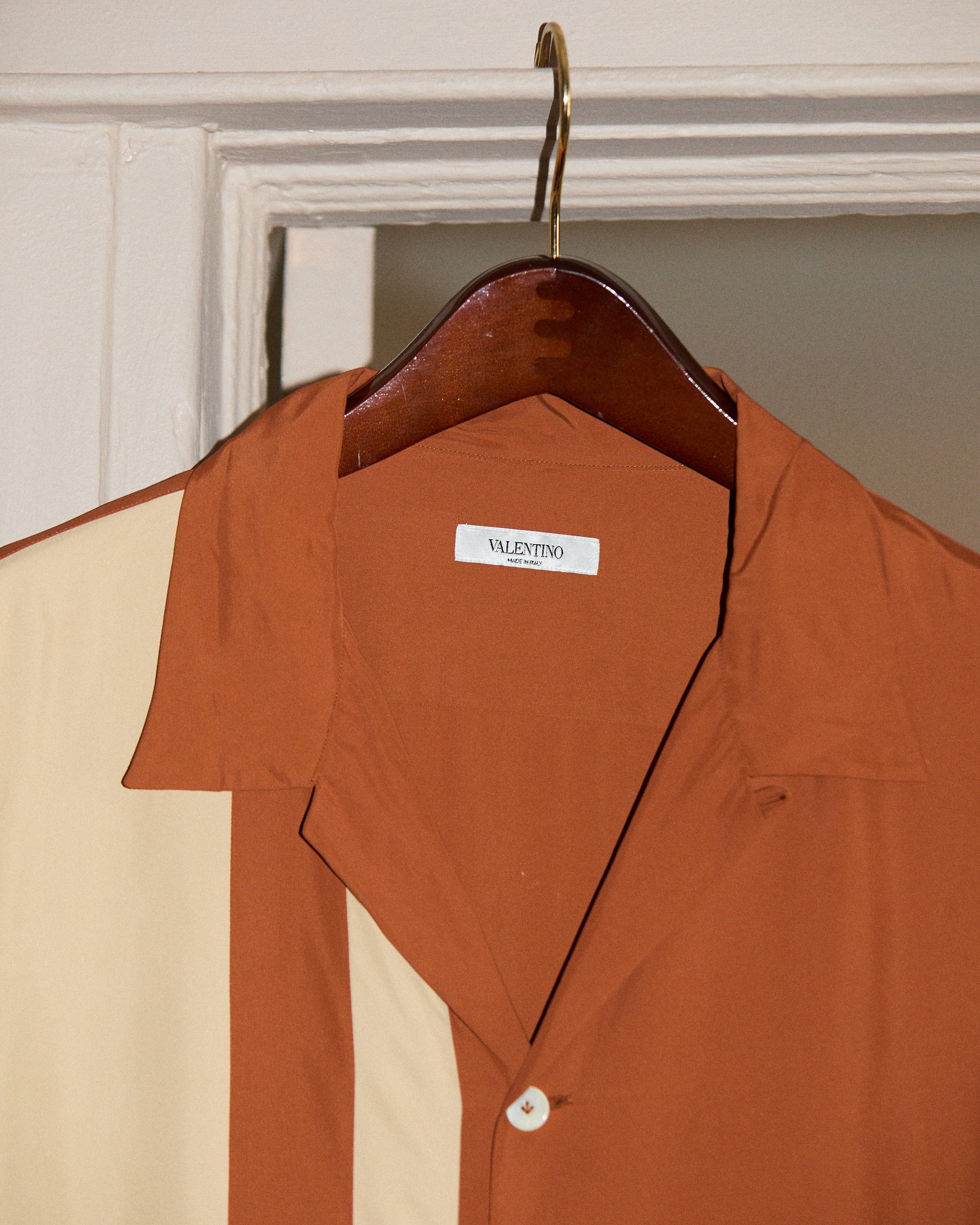 Valentino Valentino Rust/Beige Bowling Shirt Size US M / EU 48-50 / 2 - 2 Thumbnail