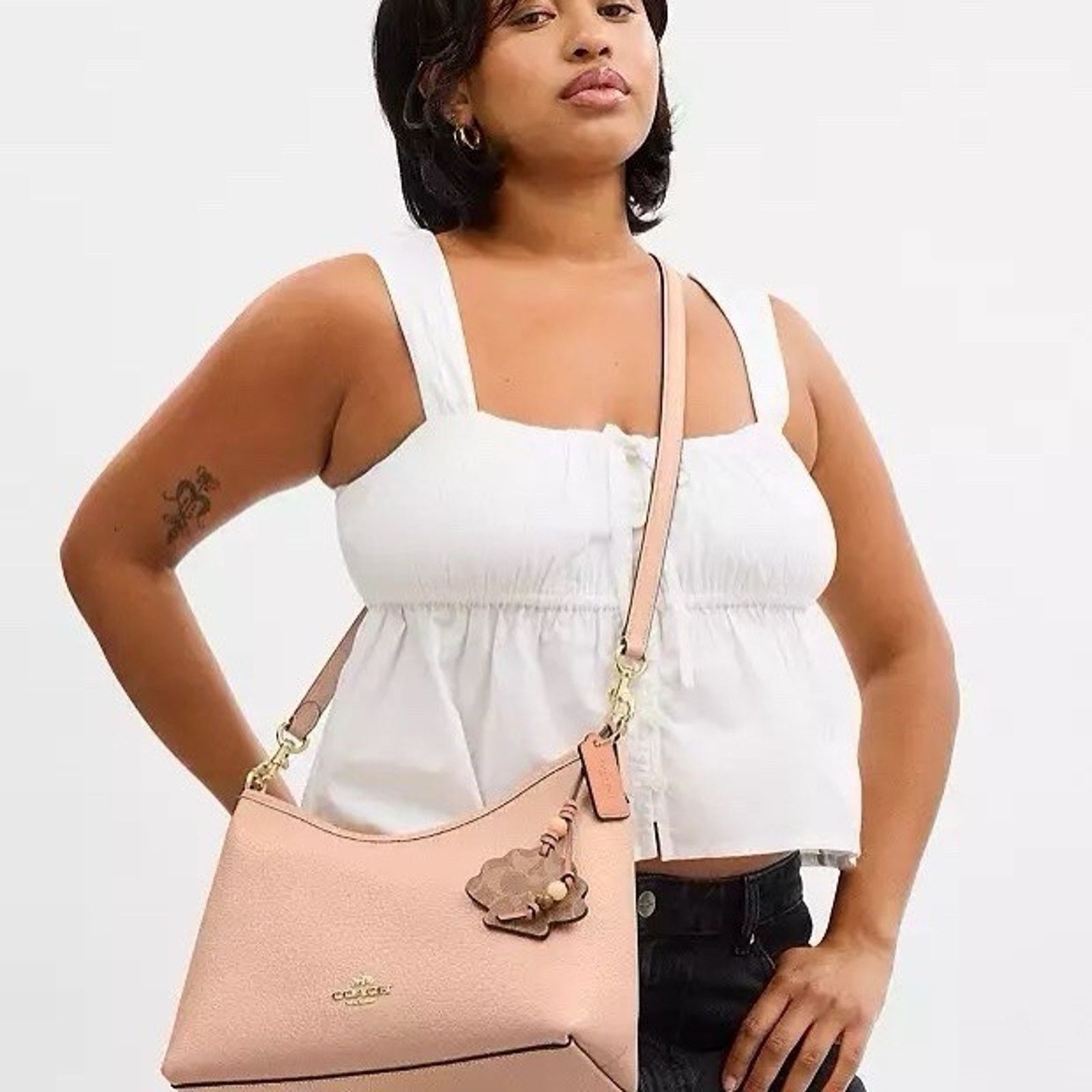 Coach NWT Coach Laurel Shoulder Bag Shell Charm CBH81 Cream/Tan Size ONE SIZE - 10 Thumbnail