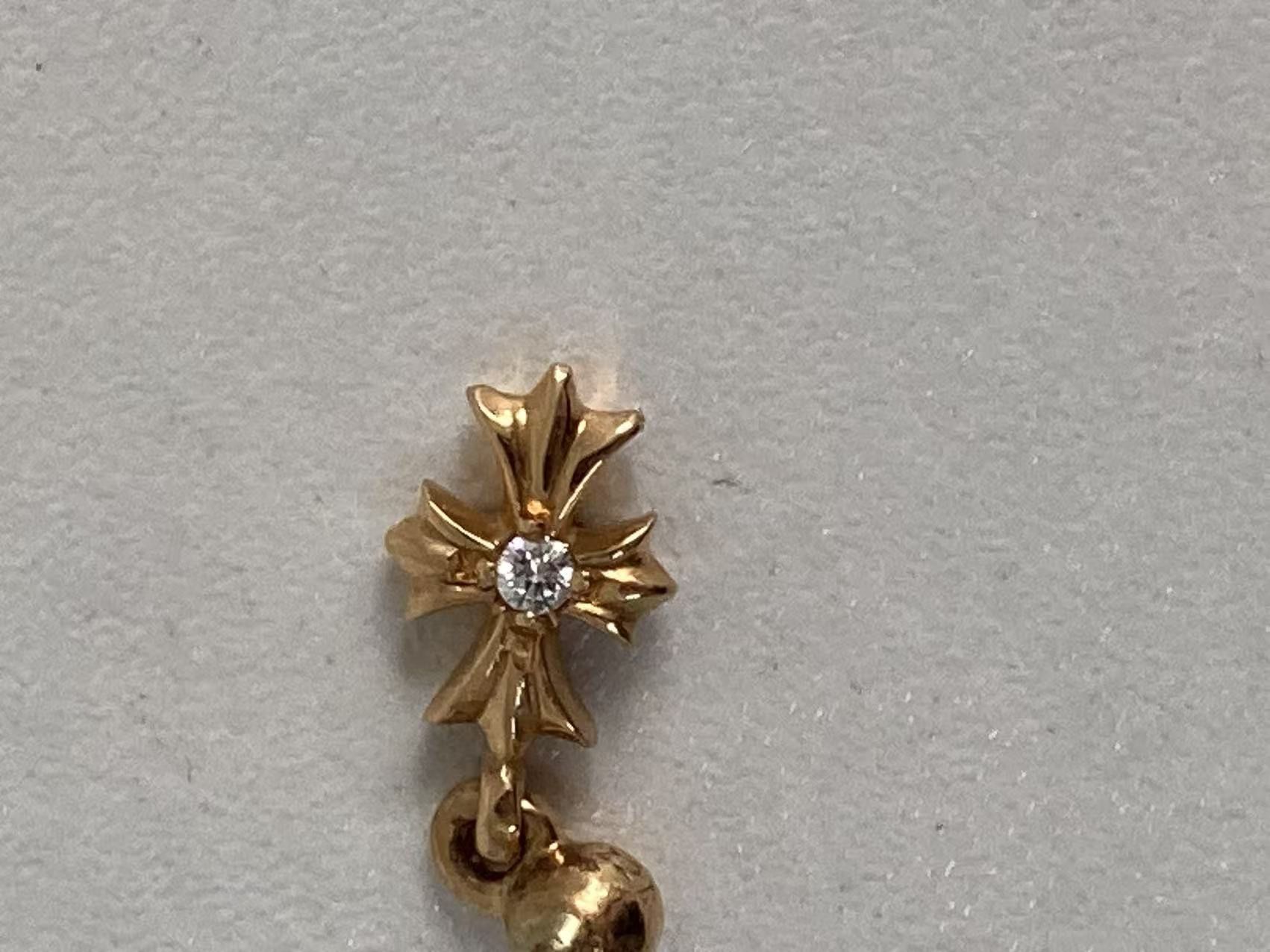 Chrome Hearts Chrome Hearts 22K Gold Diamond Tiny E Cross Earring Drop Size ONE SIZE - 15 Thumbnail
