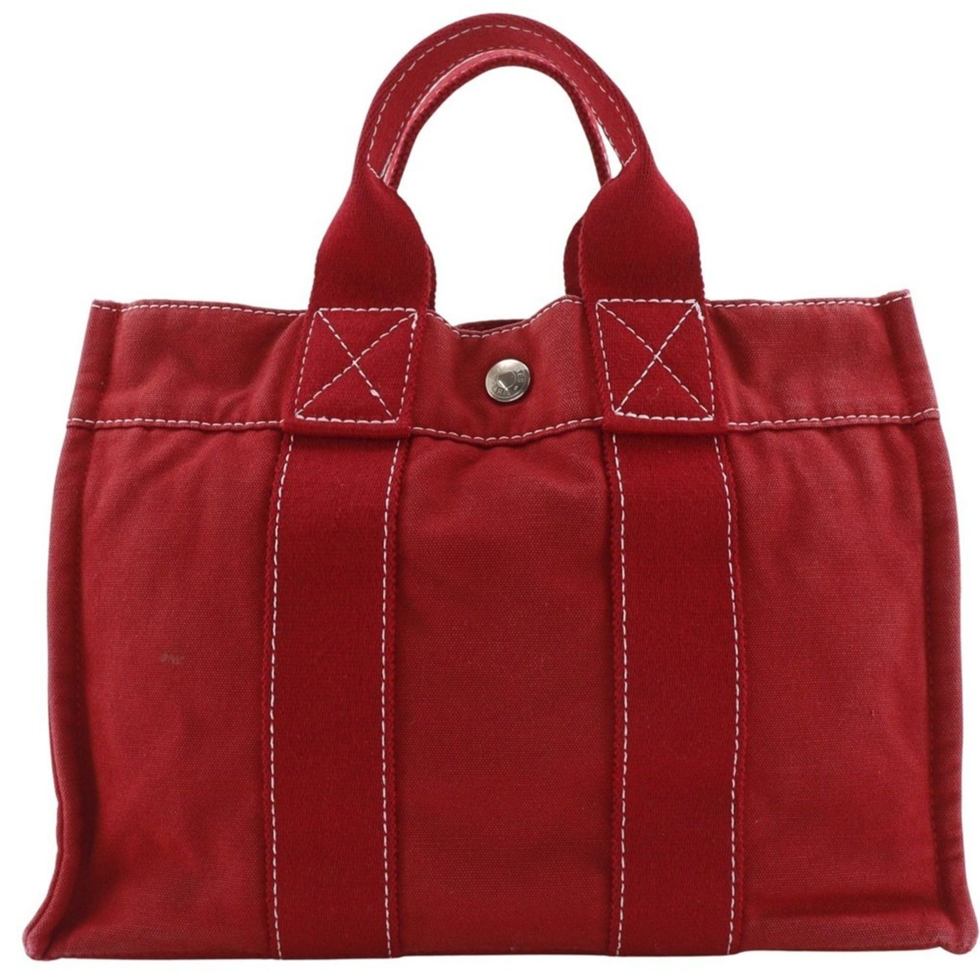 Hermes Hermes Hermès Deauville PM Handbag, Canvas, Red, A5 Snap Button, Women's Size ONE SIZE - 1 Thumbnail