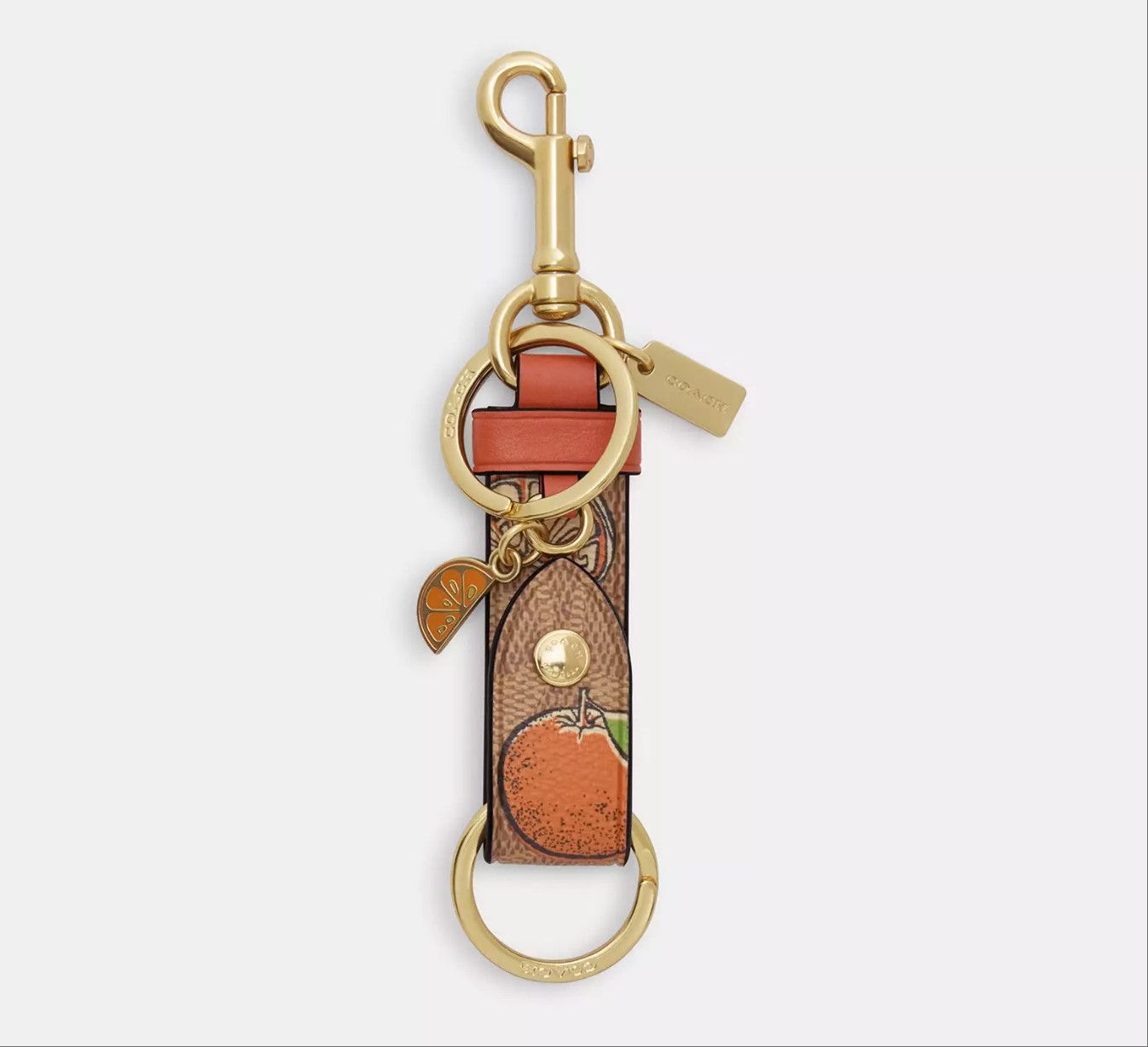 Coach Trigger Snap Bag Charm In Signature Canvas With Orange Print Size ONE SIZE - 3 Thumbnail