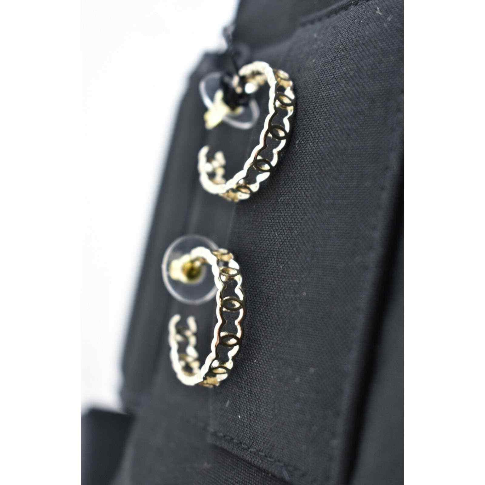 Chanel Chanel Gold Metal Interlocking Drop Statement Hoop Earrings Size ONE SIZE - 8 Thumbnail