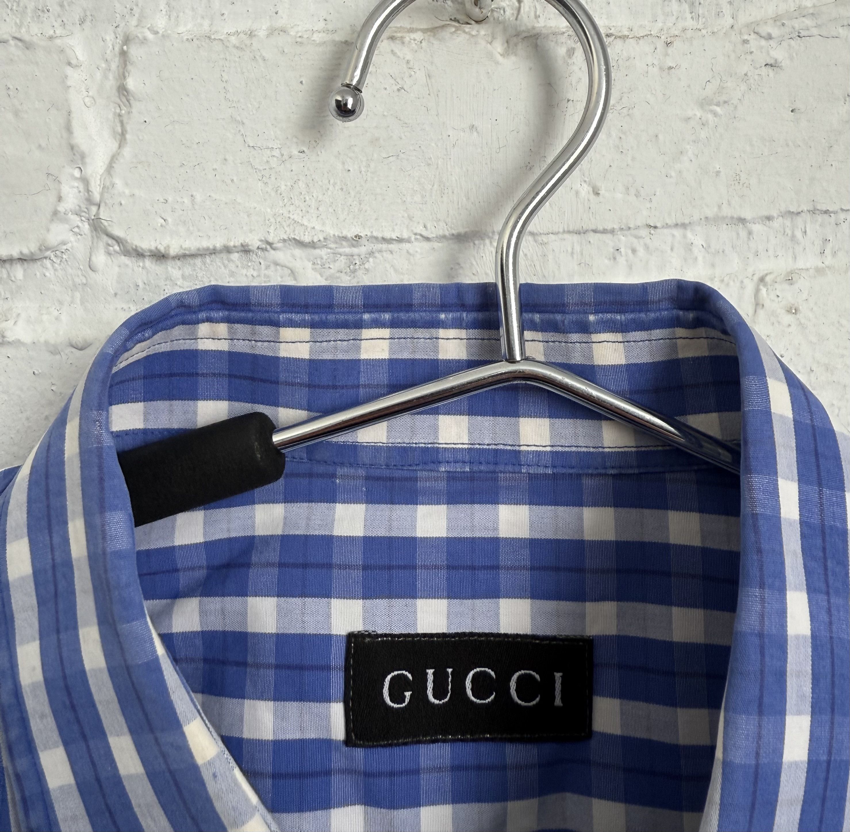 Gucci Vintage 90s GUCCI Tom Ford era Gingham checked cotton shirt Size US XL / EU 56 / 4 - 4 Thumbnail