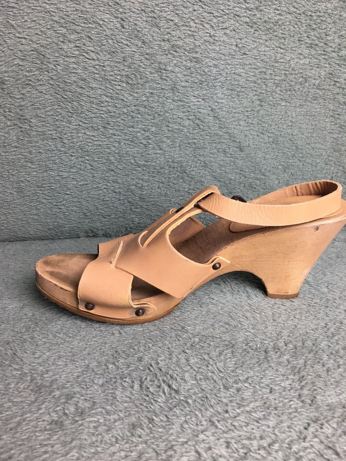 Chloe Chloé Chloe Strappy Sandals Beige Leather Wood Platform EU39 Size US 9 / IT 39 - 6 Thumbnail