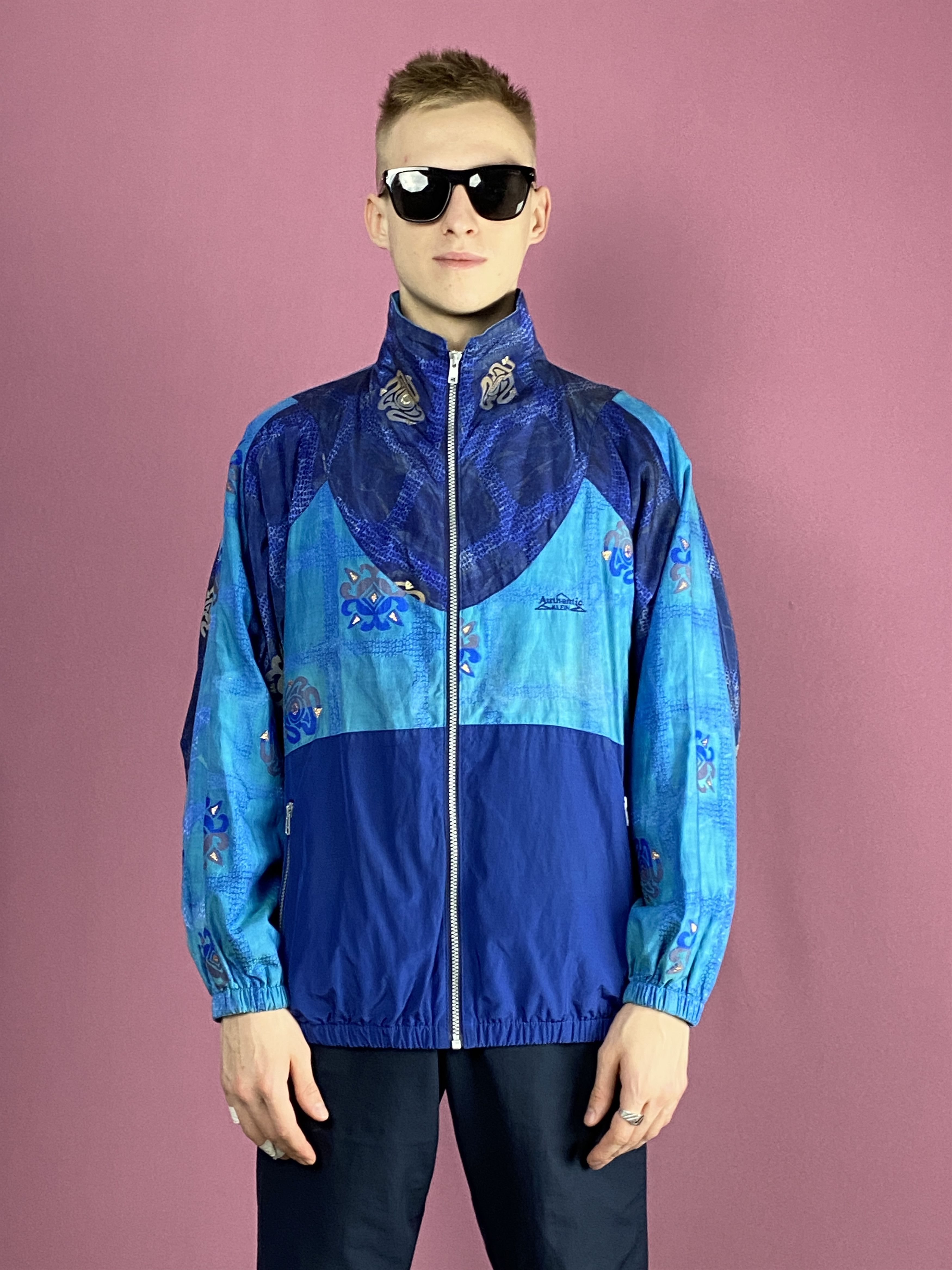 Vintage 90s Vintage Men's Windbreaker Jacket - S Blue Size US S / EU 44-46 / 1 - 1 Thumbnail