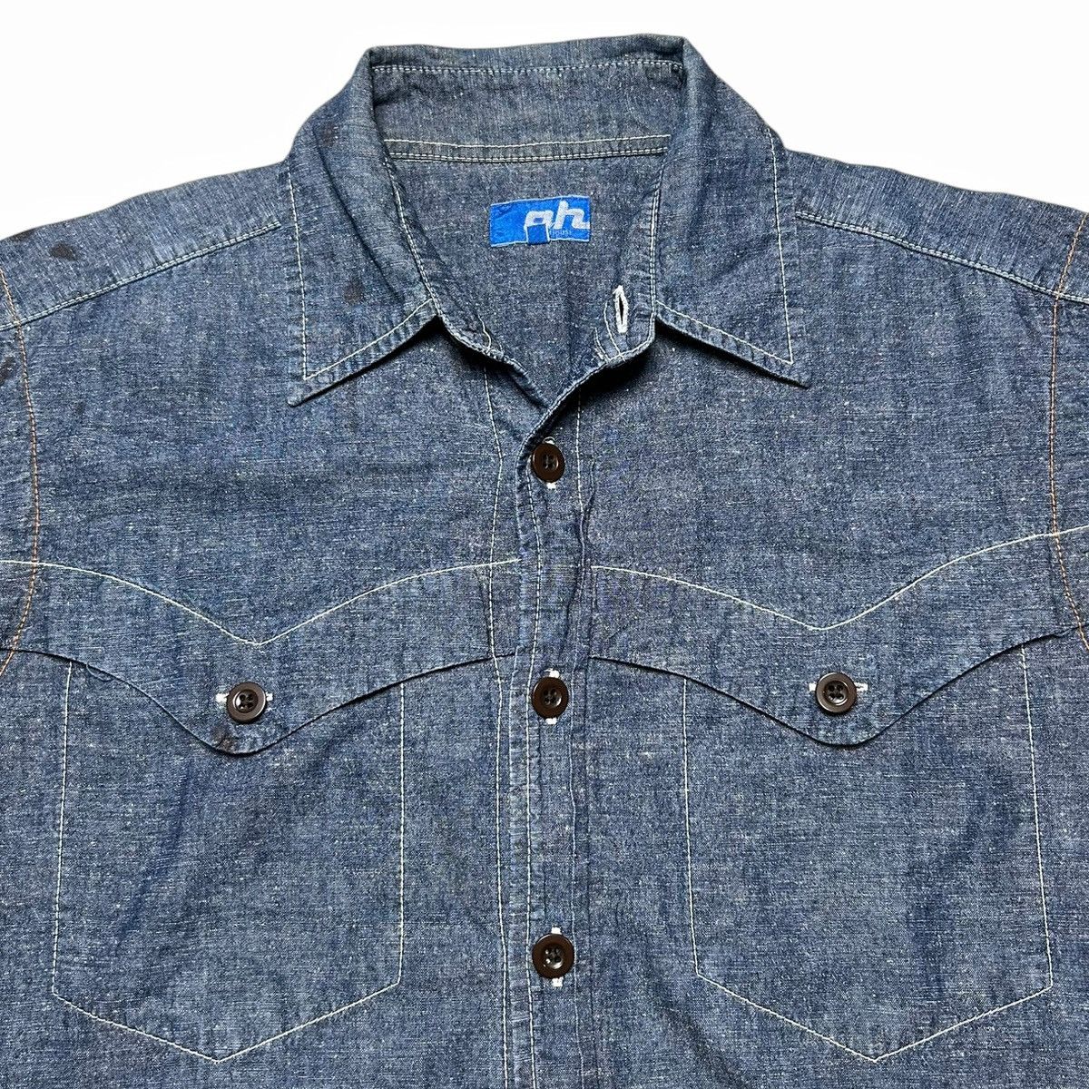 ABAHOUSE × Japanese Brand Abahouse Japan Western Short Sleeve Chambray Work Shirt Size US M / EU 48-50 / 2 - 6 Thumbnail