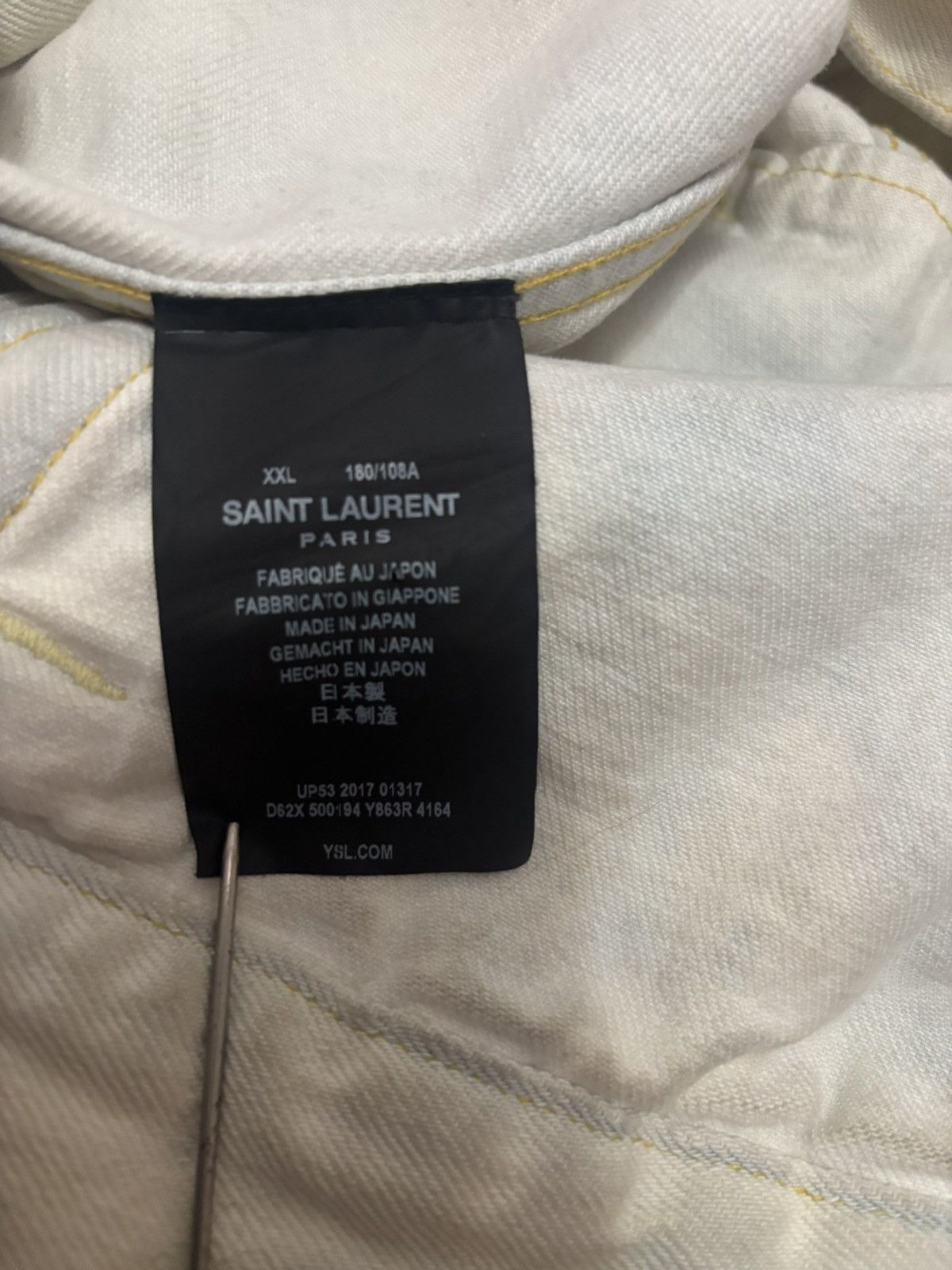 Saint Laurent Paris Saint Laurent White Denim Trucker Jacket Size XXL / US 16-18 / IT 52-54 - 5 Thumbnail