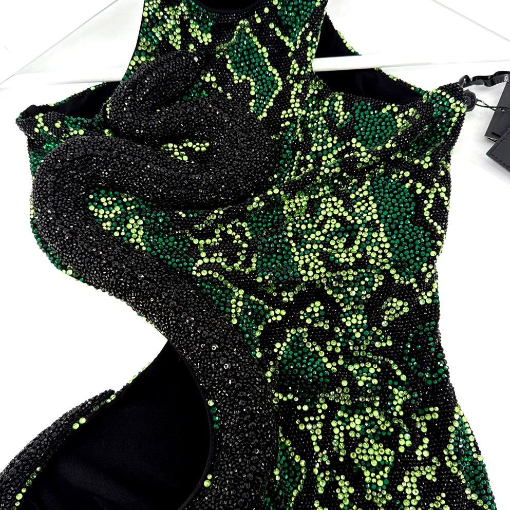Philipp Plein Philipp Plein Women's Green Strass Snake Mini Dress Size XS Size XS / US 0-2 / IT 36-38 - 4 Thumbnail