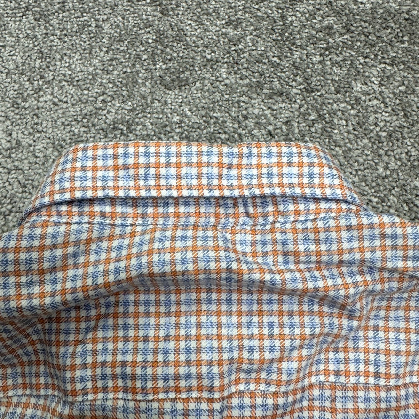 Egara VINTAGE Egara Men's Flannel Shirt Long Sleeve Button-Up Casual Plaid Cotton Spandex Blue Orange Regular Fit XXL Size US L / EU 52-54 / 3 - 4 Thumbnail
