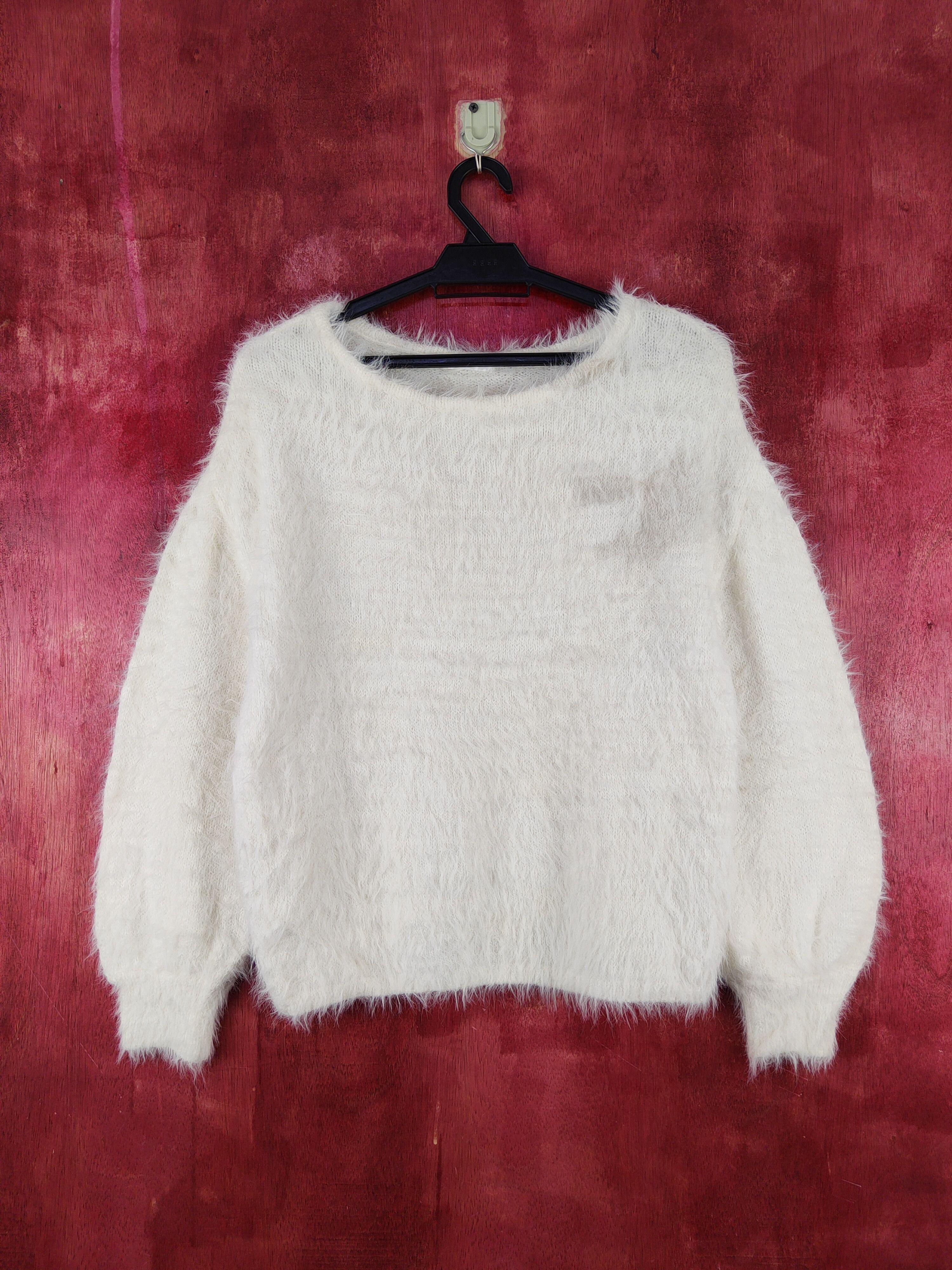 Homespun Knitwear Glacier Ivory Shag Shaggy Fur Mohair Knitwear #S2081 Size M / US 6-8 / IT 42-44 - 1 Thumbnail