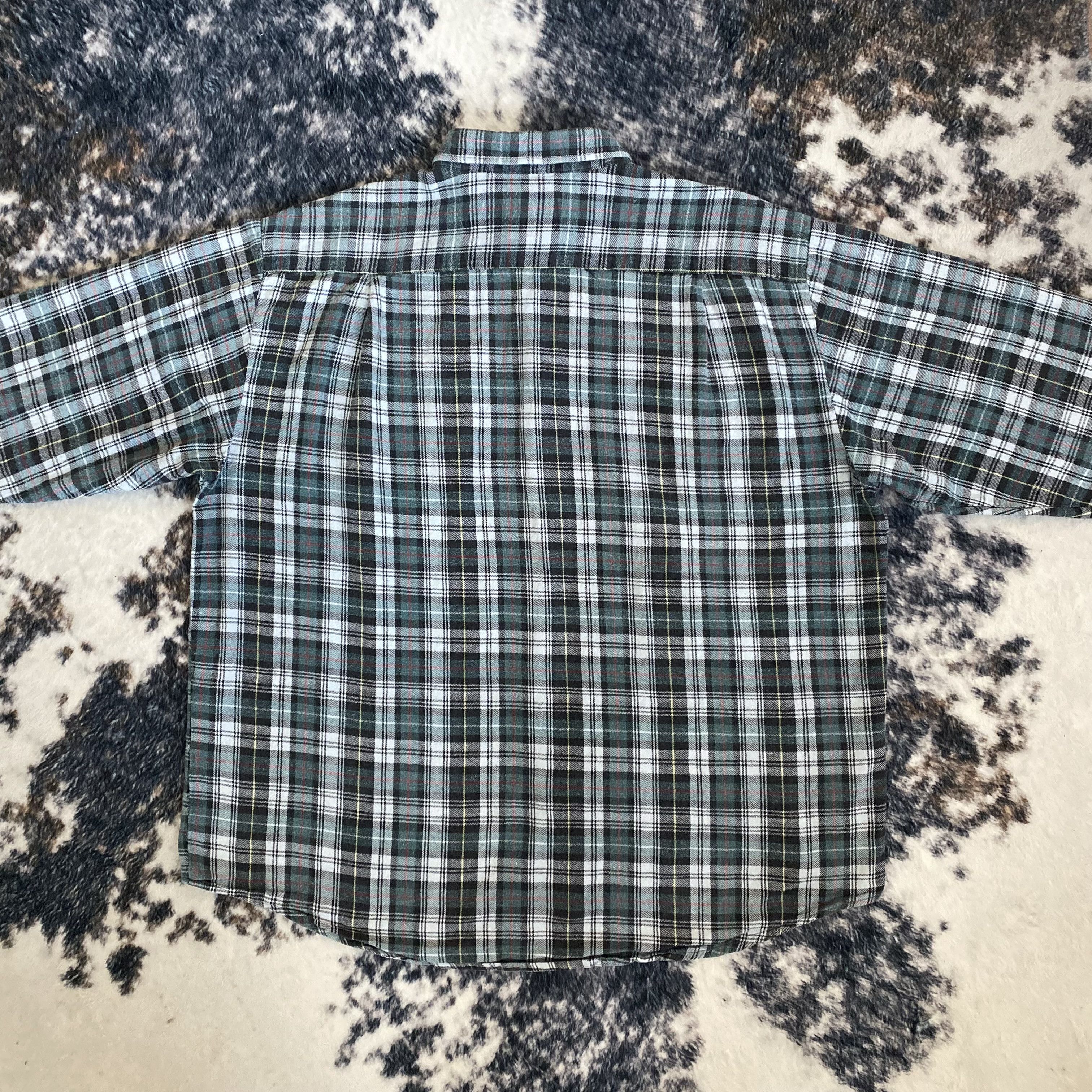 Vintage Vintage Green Plaid Botton Up Flannel Size US XXL / EU 58 / 5 - 6 Thumbnail