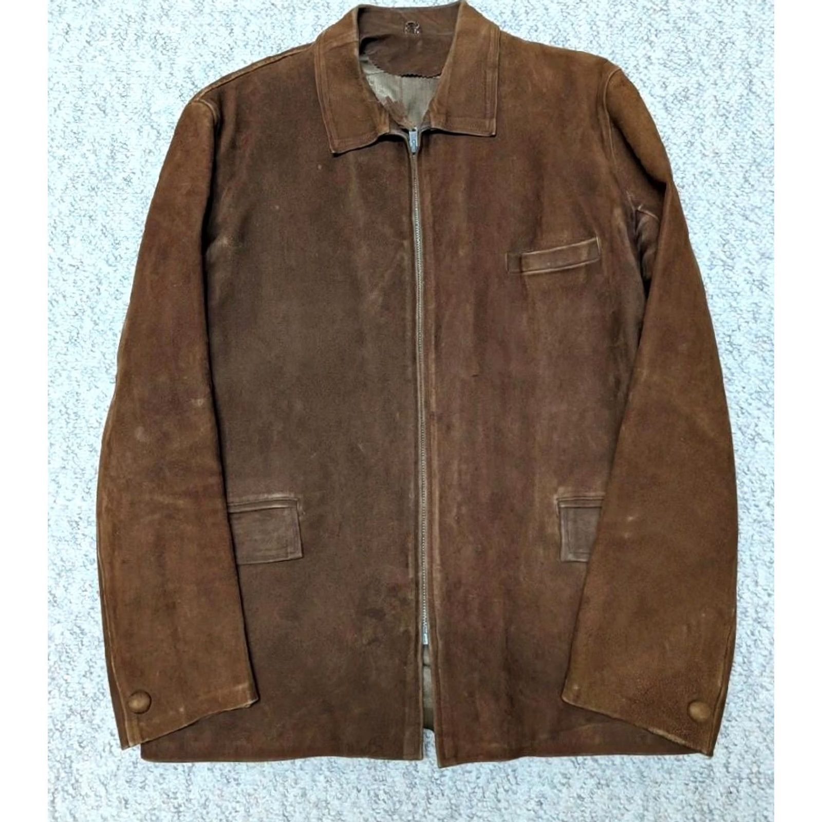 Vintage VINTAGE leather jacket SUEDE motorcycle Jacket Mens 38 brown Western 1940s Size US S / EU 44-46 / 1 - 2 Thumbnail