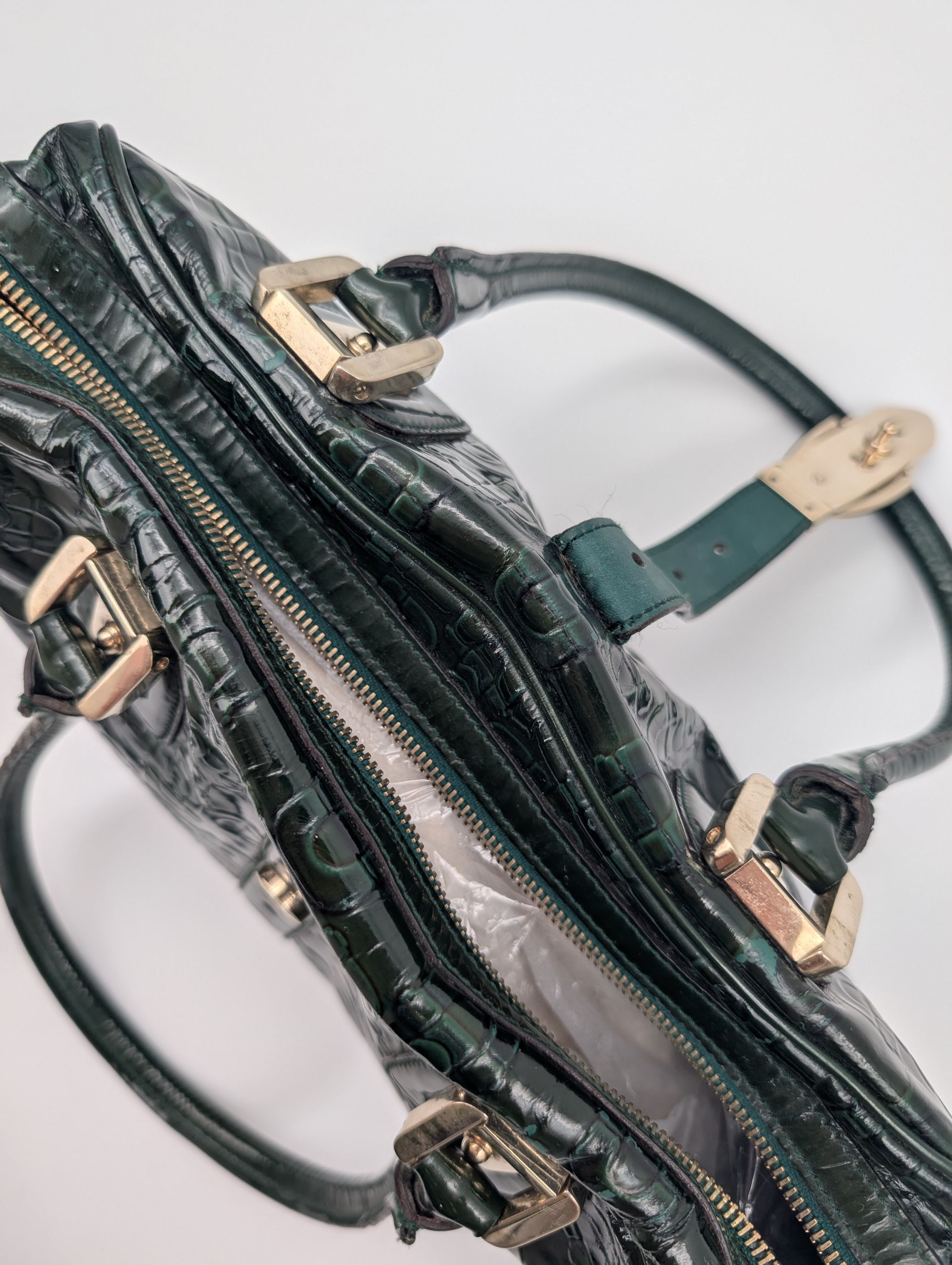 Gucci Gucci Emerald Green Patent Leather Horsebit Handbag Size ONE SIZE - 8 Thumbnail