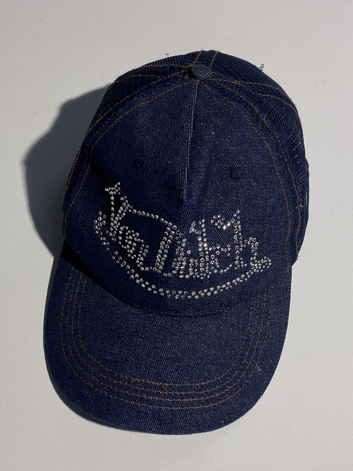 Von Dutch 🔥 00s VON DUTCH RHINESTONES EMBELLISHED DENIM CAP Y2k Size ONE SIZE - 5 Thumbnail