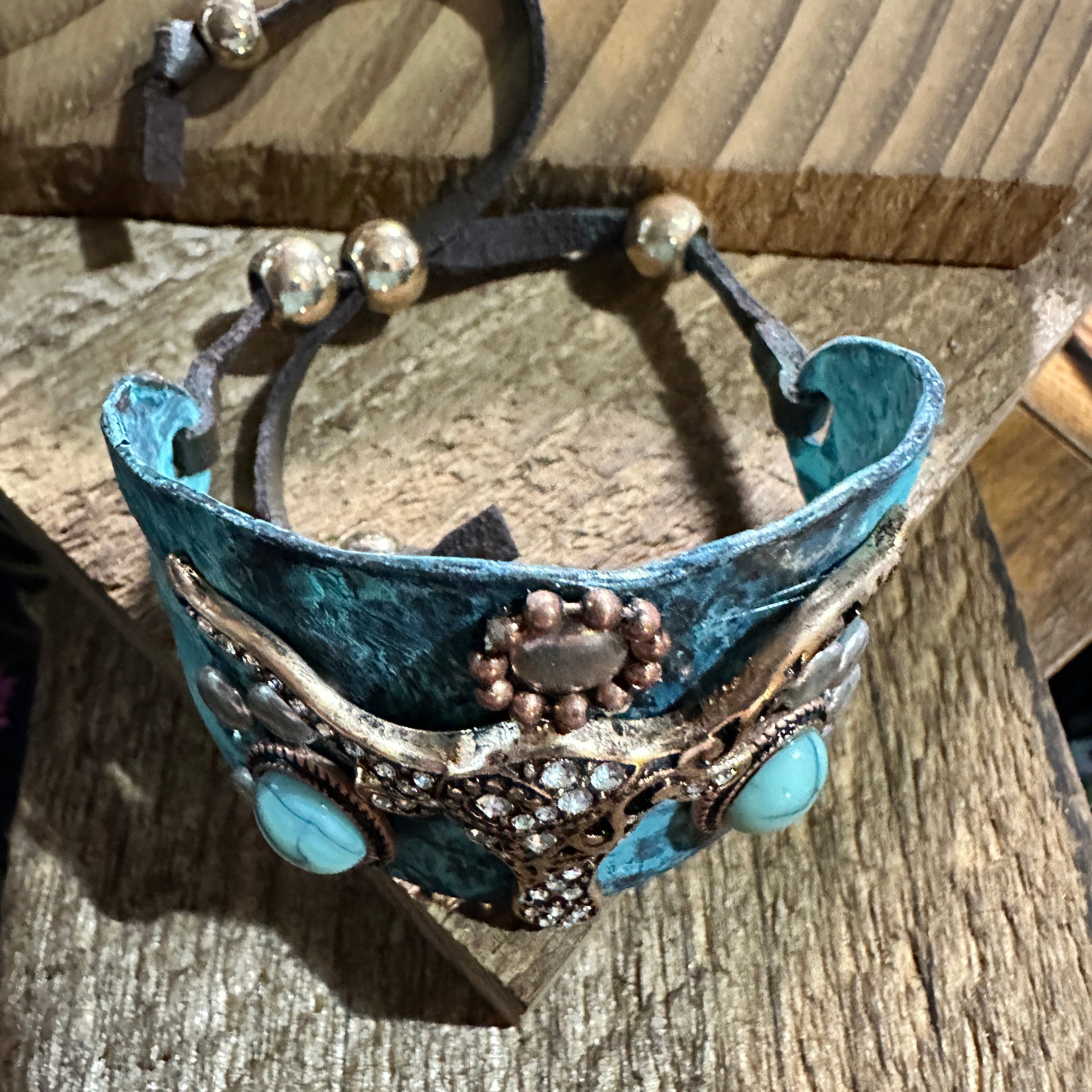 Other Longhorn Turquoise Western Bracelet Cuff with Vintage Patina Size ONE SIZE - 2 Thumbnail