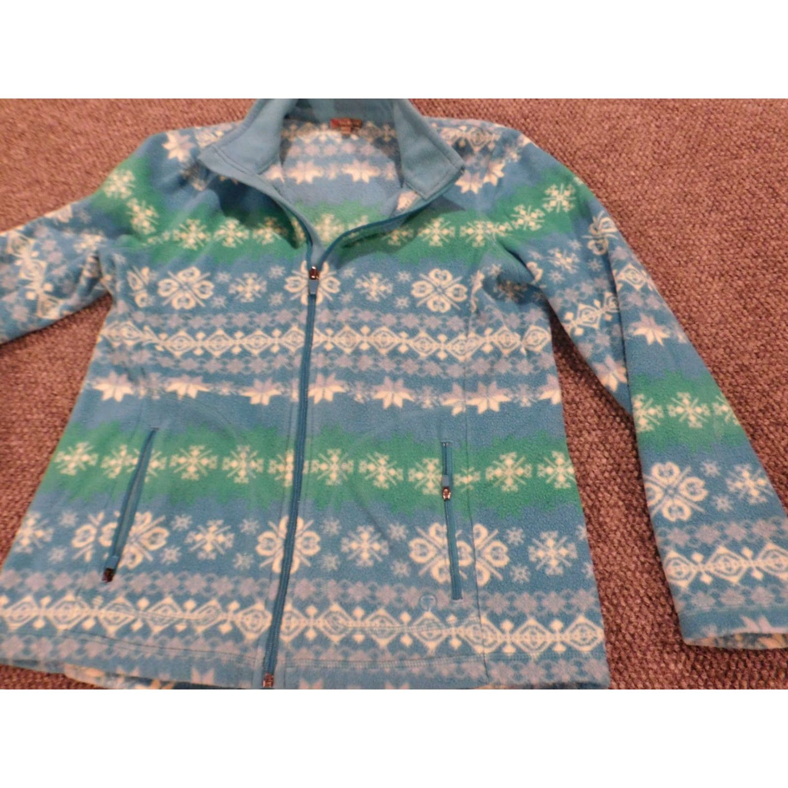 Talbots Talbots Jacket M Blue Fleece Striped Full Zip Women Regular Fit Holiday Spring Fall Vintage No Size M / US 6-8 / IT 42-44 - 2 Thumbnail