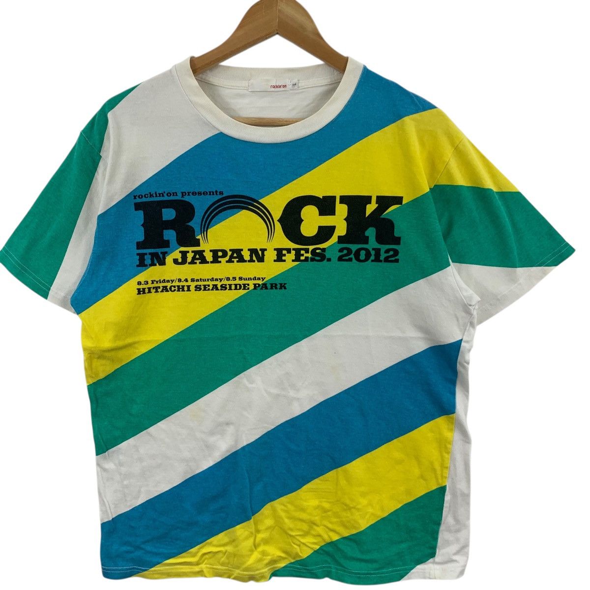 Other ROCKIN ON Rock In Japan Festival 2012 Striped Tee Shirt Size US L / EU 52-54 / 3 - 4 Thumbnail