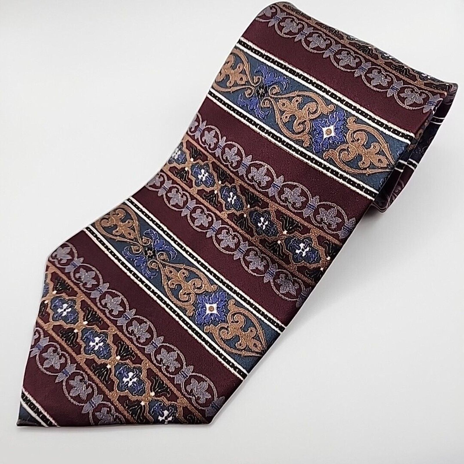 Arrow The Arrow Company Silk Necktie, Burgundy & Gold Paisley Size ONE SIZE - 4 Thumbnail