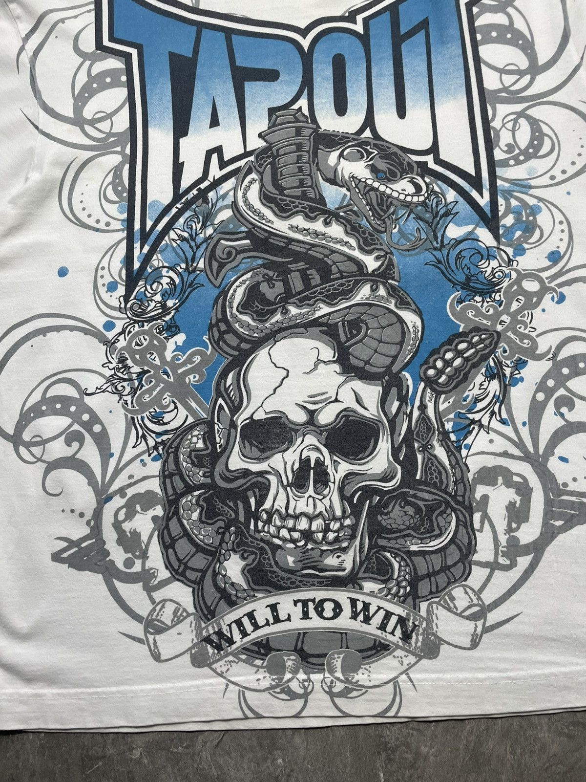 Tapout Crazy Vintage Y2k Rare Tapout Skull White All Over Print Size US XL / EU 56 / 4 - 2 Thumbnail