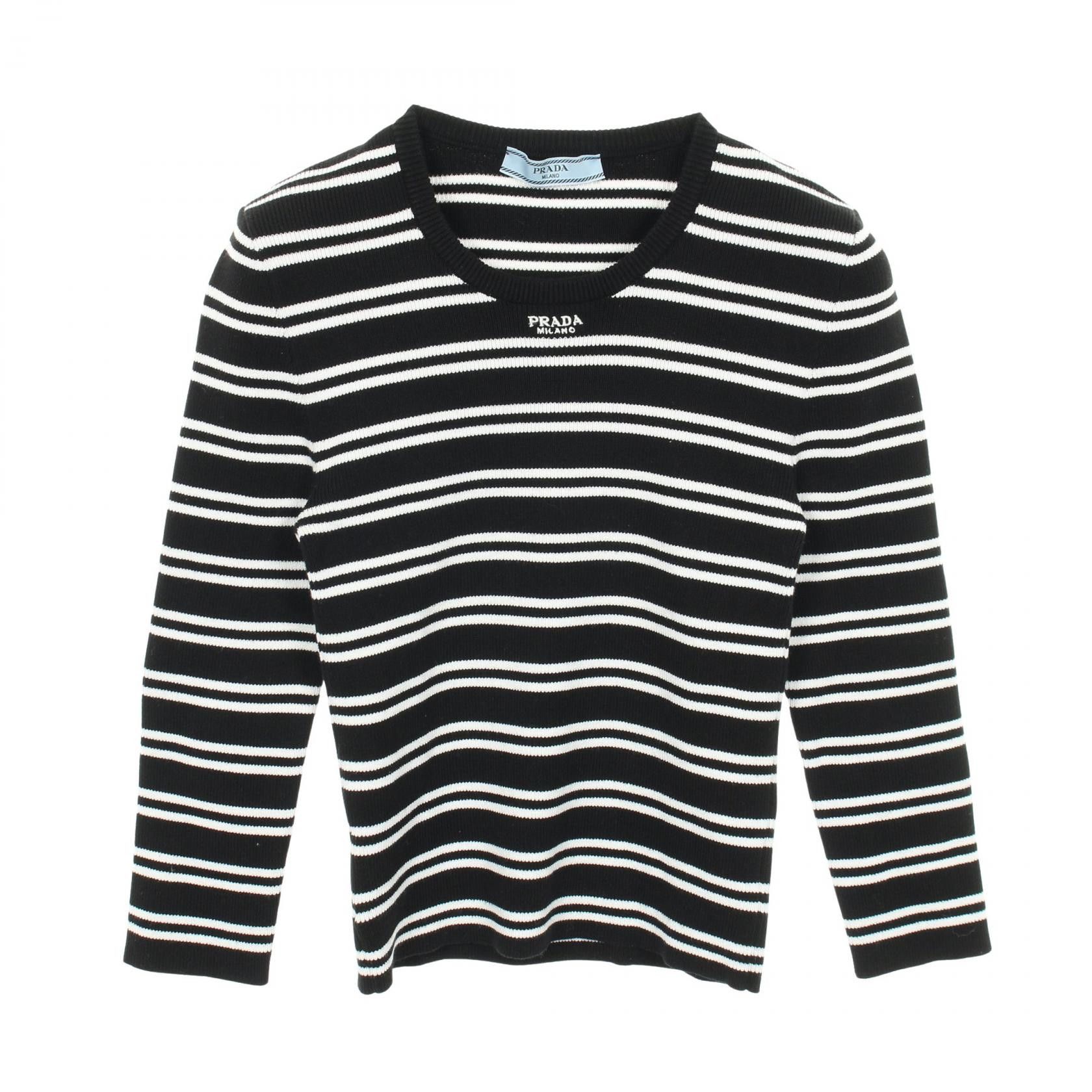 Prada Prada Prada logo embroidery cotton knit top Textile Tops DUTY FREE for USA Size ONE SIZE - 1 Thumbnail