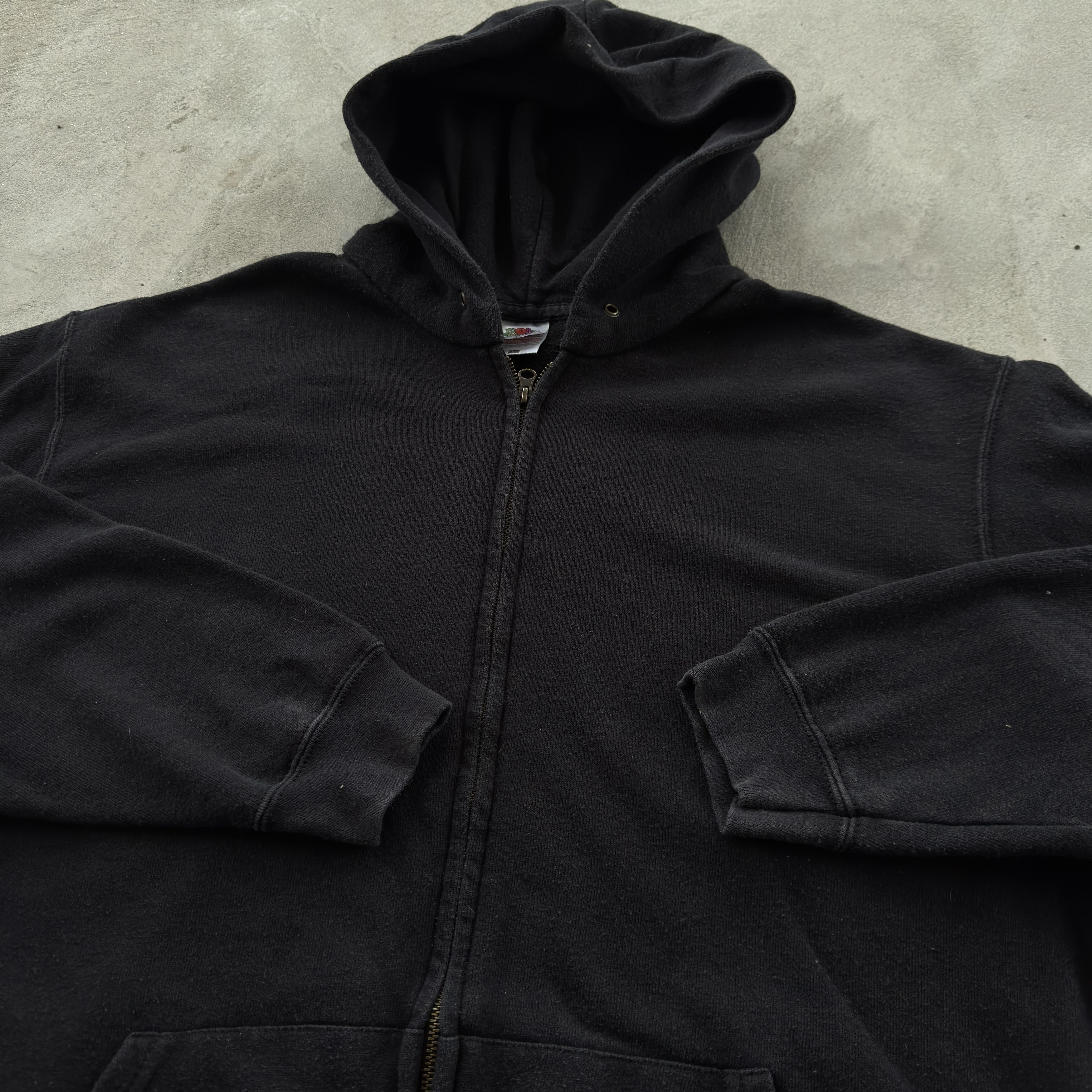 Fruit Of The Loom Vintage 90s Basic Zip Baggy Y2K Hooded Sweatshirt Size US L / EU 52-54 / 3 - 4 Thumbnail