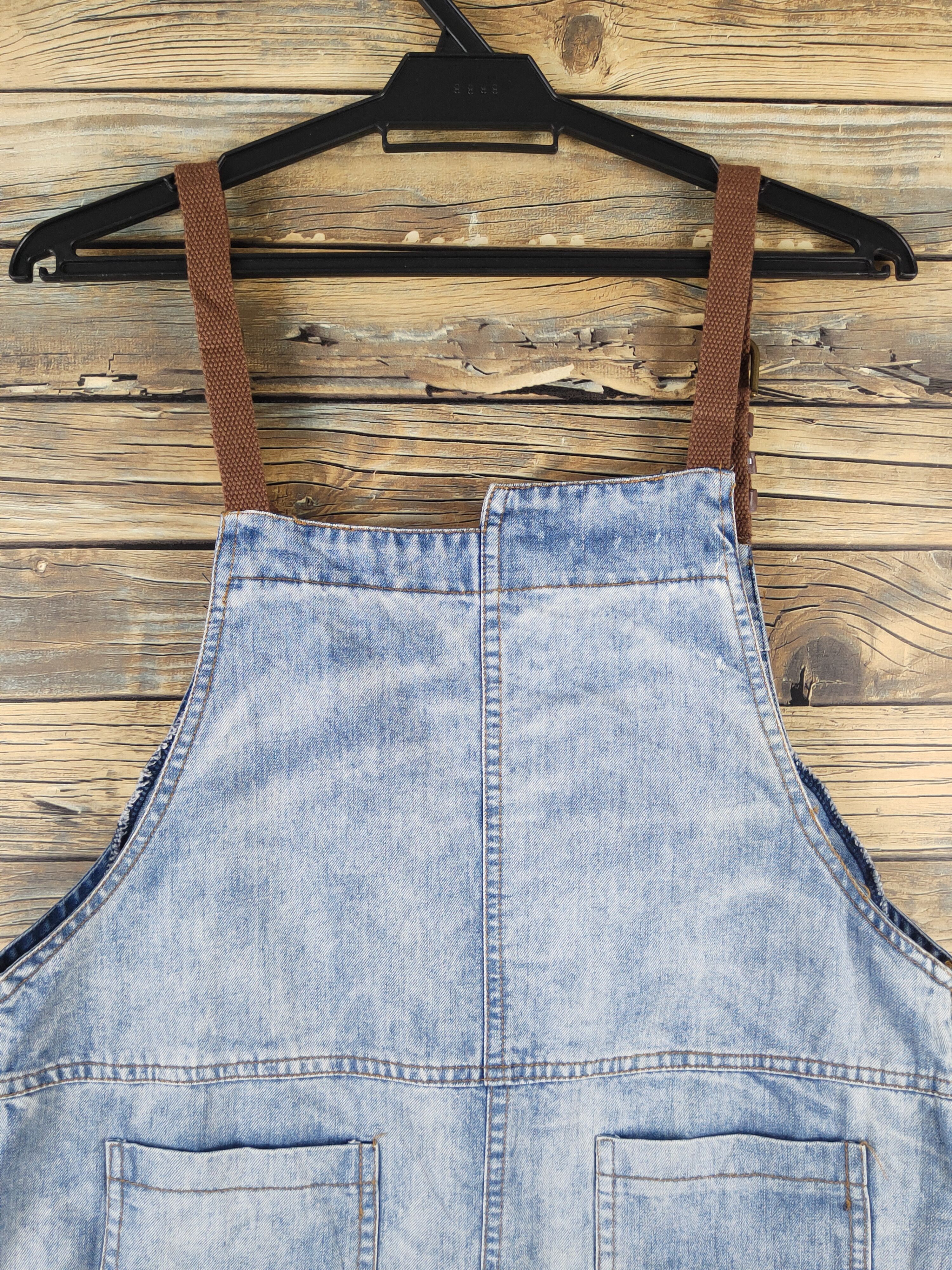 Vintage K Blue Adjustable Strap Denim Skirt Jumpsuits Size 36" / US 14 / IT 50 - 10 Thumbnail