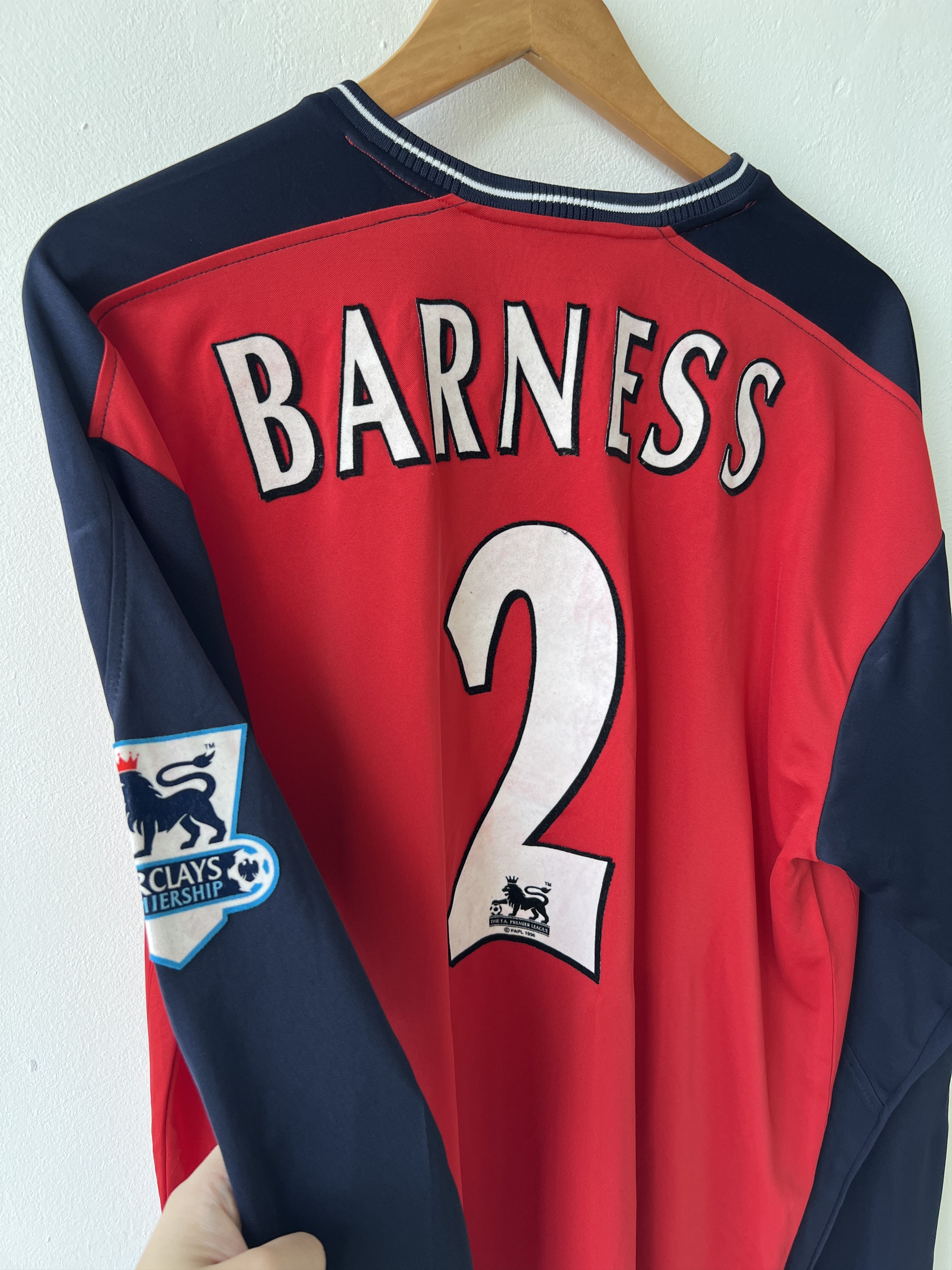 Reebok (XL) Bolton 2003-05 Away Long Sleeve Shirt Barness #2 Kit Size US XL / EU 56 / 4 - 7 Thumbnail