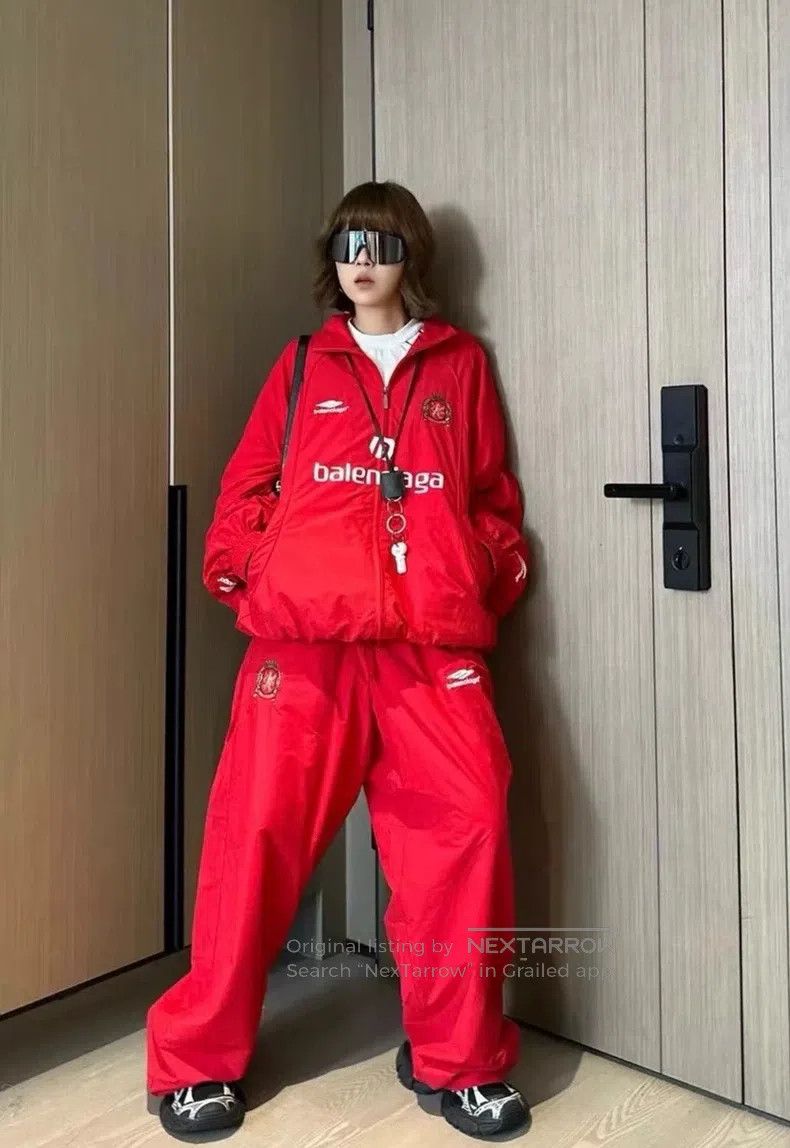 Balenciaga Balenciaga Soccer Collab Red Nylon Series Sport Pants Size US 30 / EU 46 - 8 Thumbnail