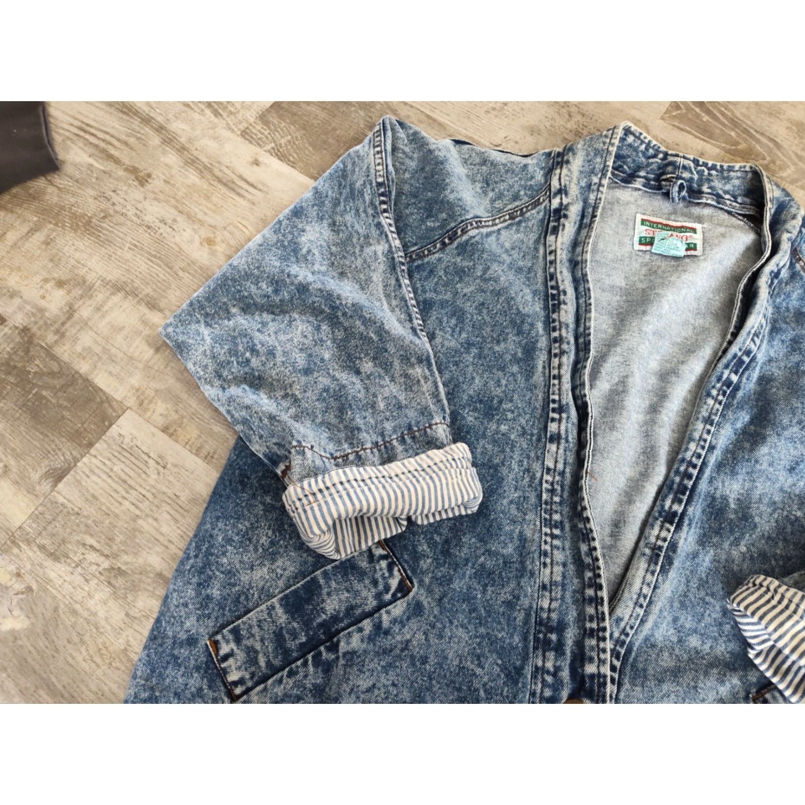 Vintage VINTAGE 1980s Stefano Acid Wash Denim Jacket Women’s Plus Size 20 Oversized Streetwear Grunge Blue Size 3XL / US 20-22 - 4 Thumbnail