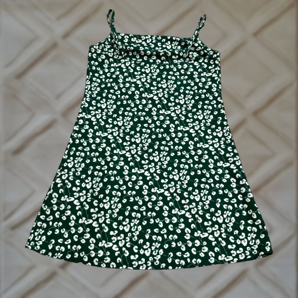 PRINCESS POLLY Princess Polly Dress Womens 4 Green White Floral Mini Slip Front Slit Sun Size S / US 4 / IT 40 - 1 Thumbnail