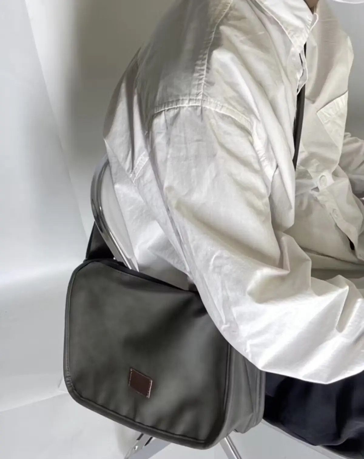 image of Fashion Y2K Faux Leather Shoulder Bag Messenger Bag in Grey, Men's