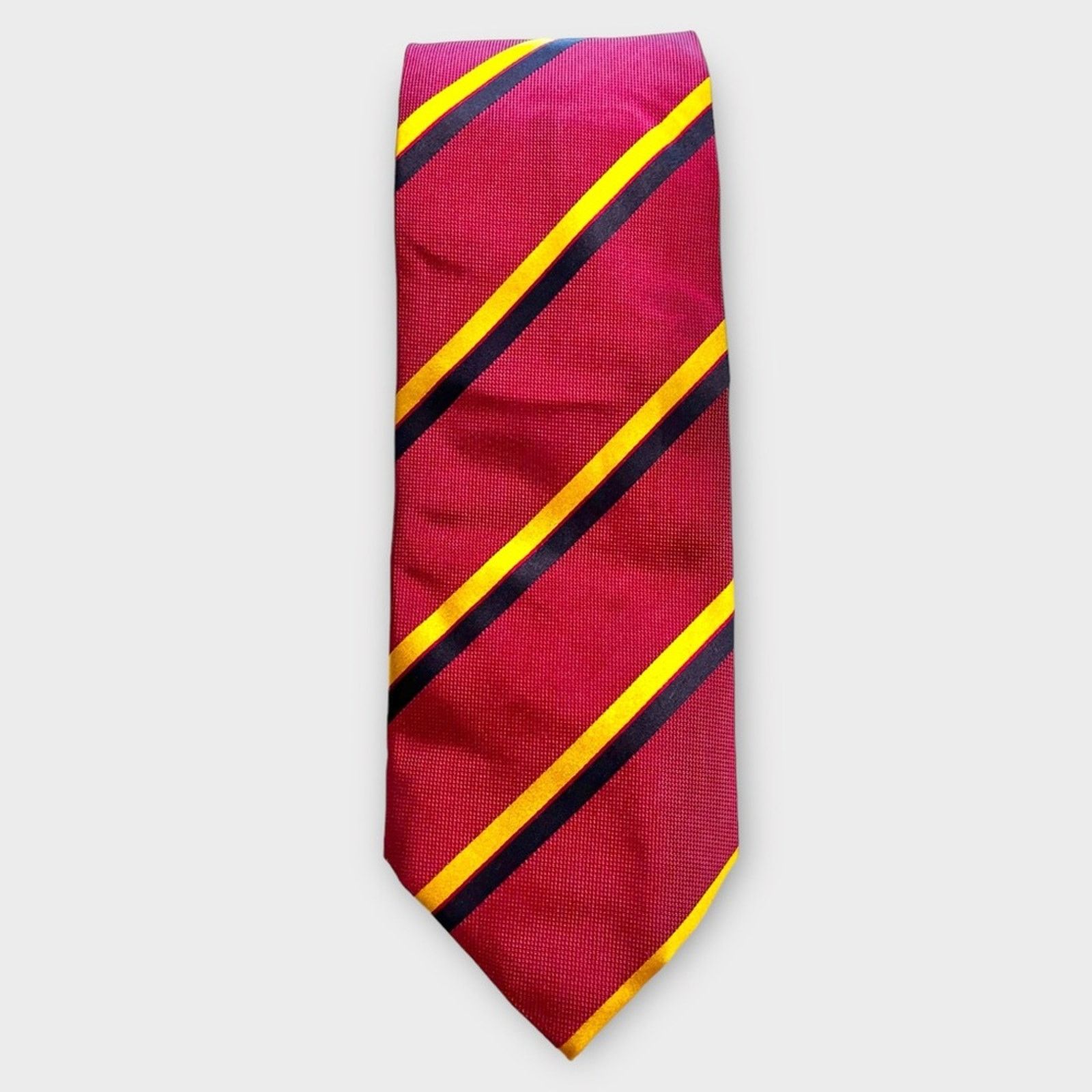 Burberry BURBERRY berry, navy & gold diagonal stripe silk tie Size ONE SIZE - 1 Thumbnail