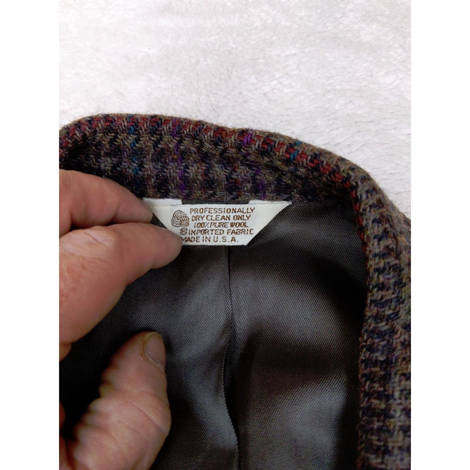 Vintage VINTAGE Christopher Hayes Men Blazer 39R Beige Glen Check Tweed Wool Two-Button Notch Lapel Jacket Carded/Jacket/Coat Regular Length Size 40R - 5 Thumbnail