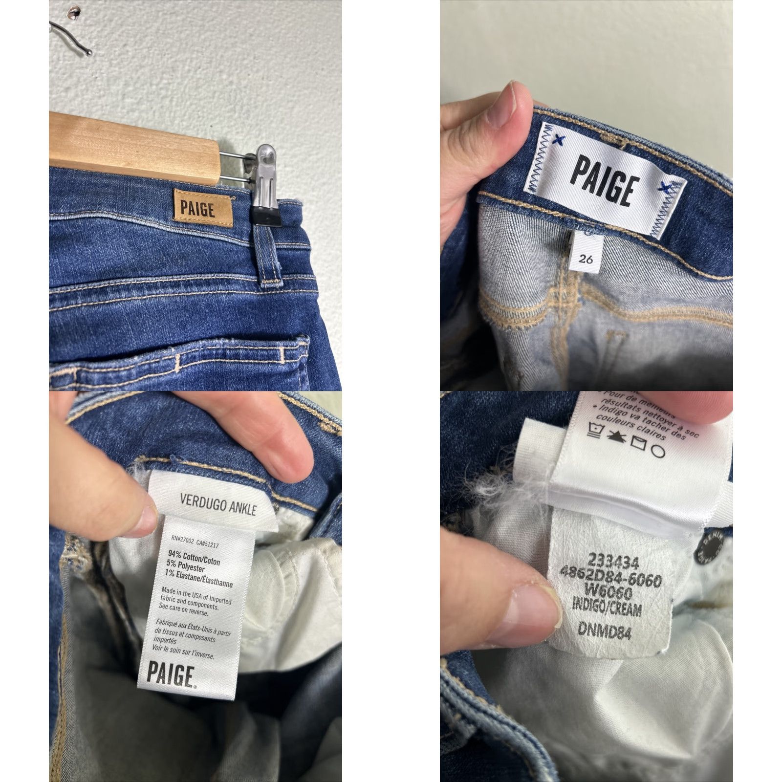 Paige Paige Verdugo Ankle Jeans Womens Blue 26x27 Denim Mid Rise Regular Fit Frayed Hems Piping Navy Blue Pant Size 26" / US 2 / IT 38 - 9 Thumbnail