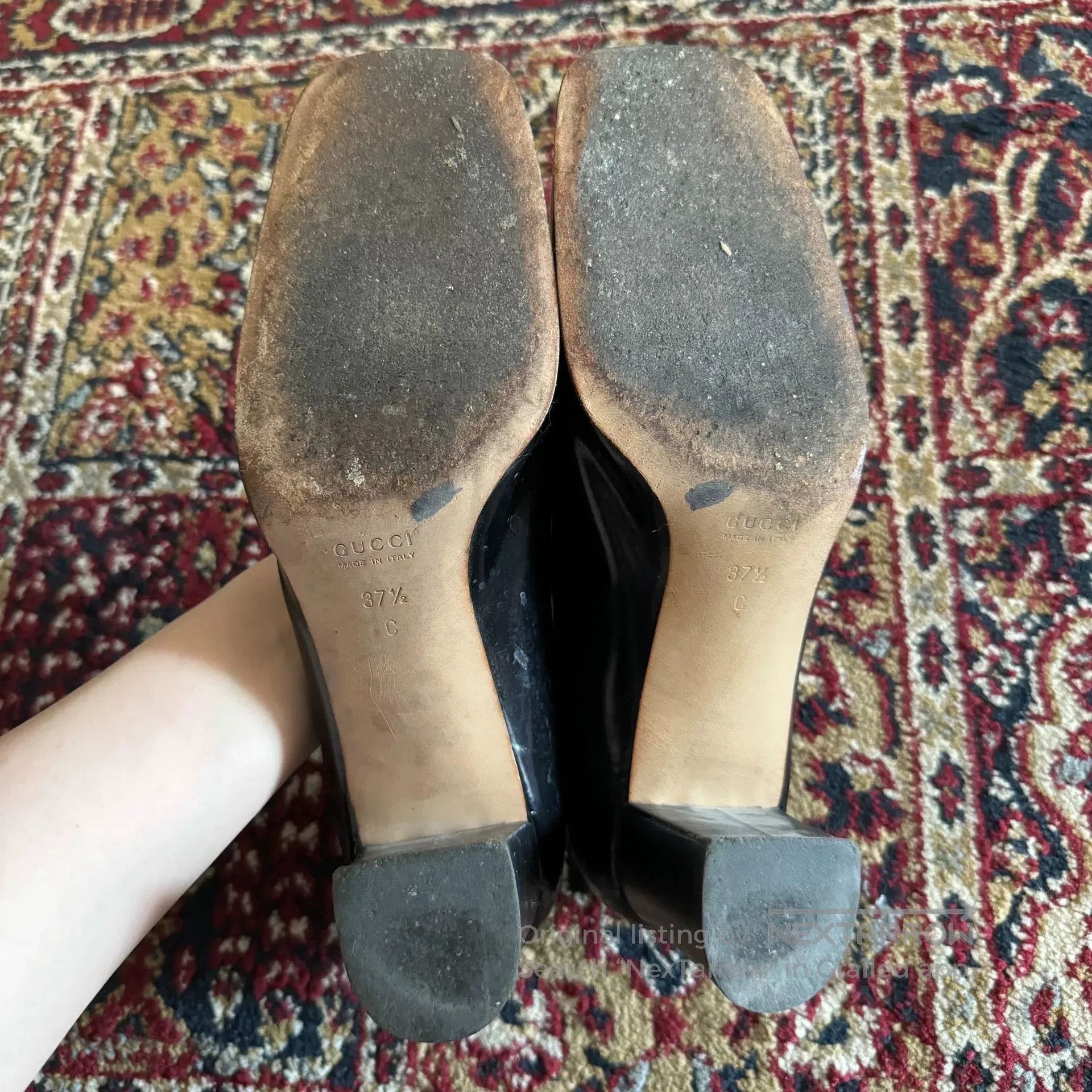Gucci Gucci Black Gold Horsebit Heel Vintage 37.5. Size US 6.5 / IT 36.5 - 7 Thumbnail