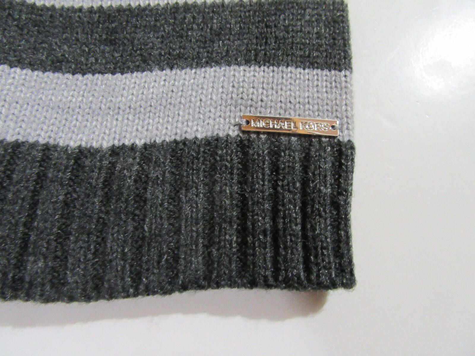 Michael Kors Michael Kors Slouchy Beanie Hat Derby Grey Striped NWT Size ONE SIZE - 3 Thumbnail