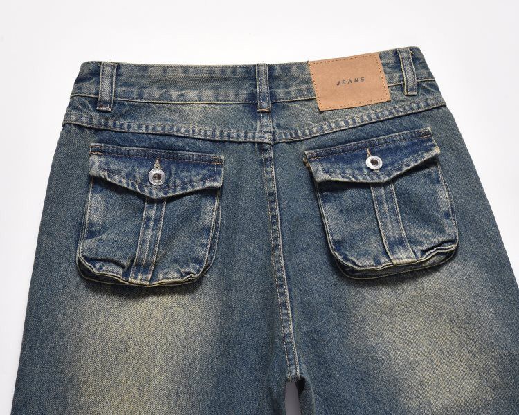 Japanese Brand × Jean Street wide-leg blue wash patchwork cargo jeans y2k Size US 32 / EU 48 - 5 Thumbnail