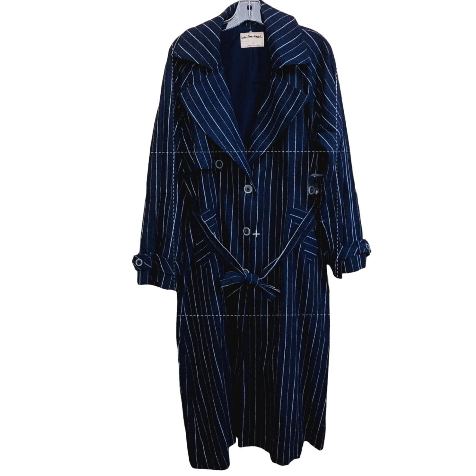 Free People New Free People Melia Mac Coat WTF $228 LARGE Blue Striped Size L / US 10 / IT 46 - 7 Thumbnail