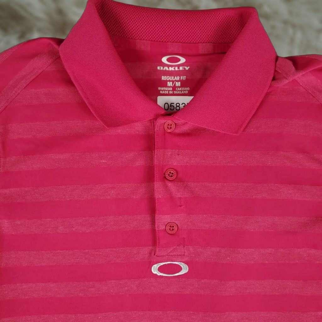 Oakley Oakley Polo Shirt Mens Size Medium Pink Striped Golf Casual Short Sleeve Adult Size US M / EU 48-50 / 2 - 1 Thumbnail