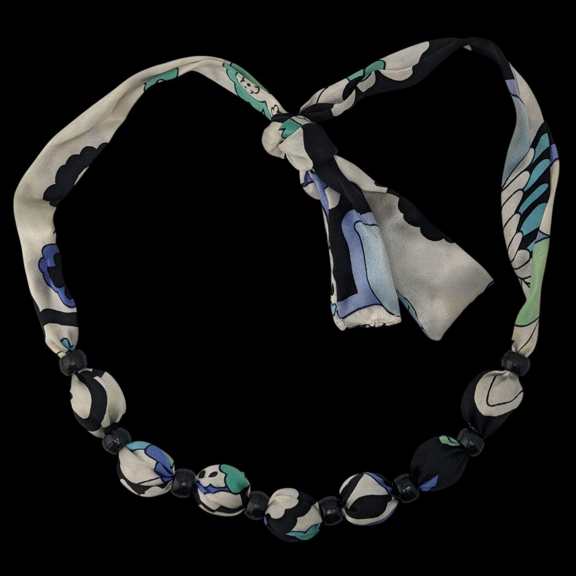 Other Vintage Beaded Scarf Necklace Black White Blue Retro 60s 70s Size ONE SIZE - 3 Thumbnail
