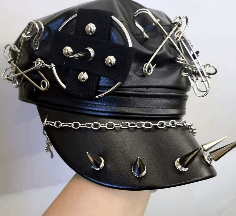 Japanese Brand Studded Leather Beret Cap Size ONE SIZE - 2 Thumbnail