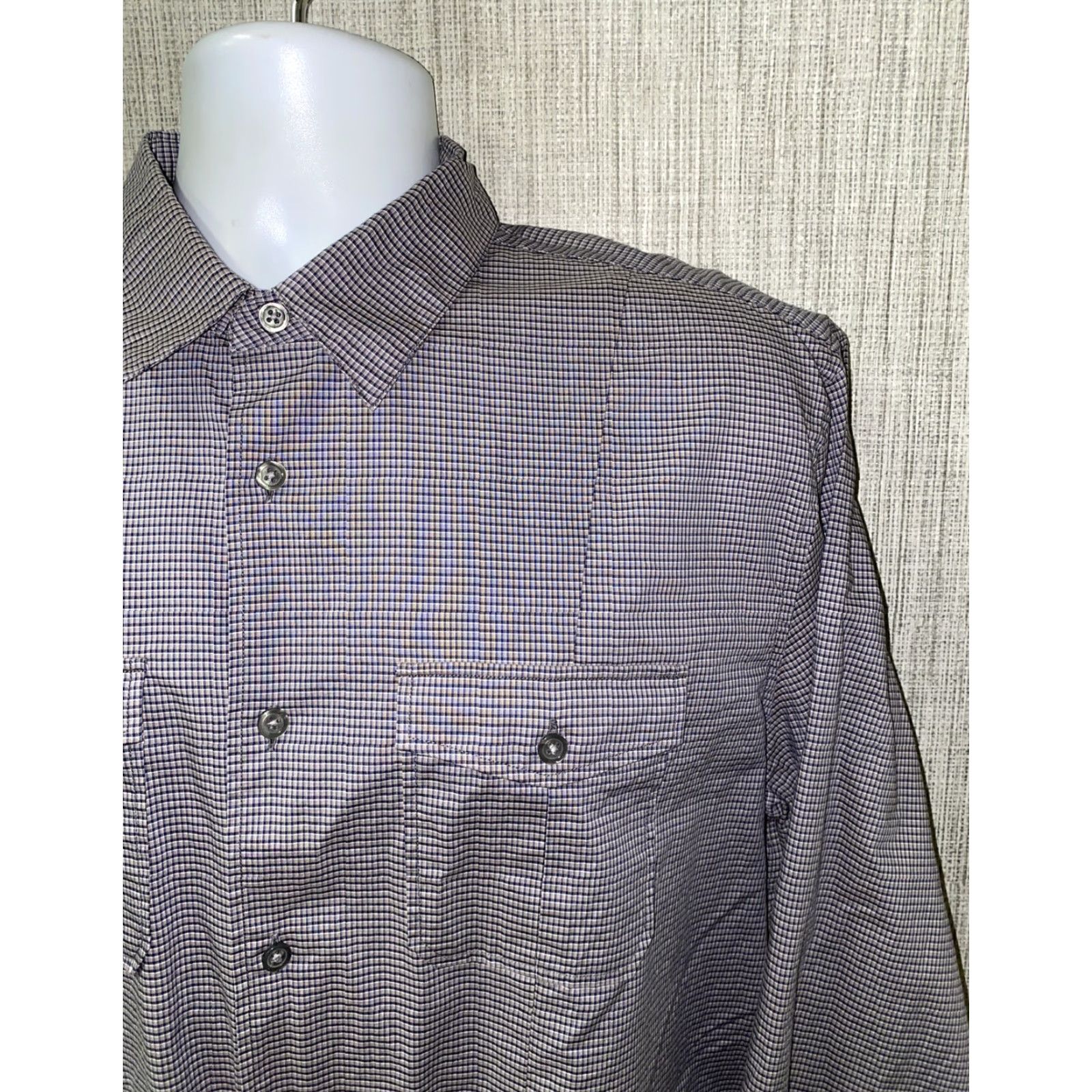 John Varvatos John Varvatos Men's Casual Cotton Checkered Long Sleeve Button-Up Shirt Size L Gray Size US L / EU 52-54 / 3 - 2 Thumbnail